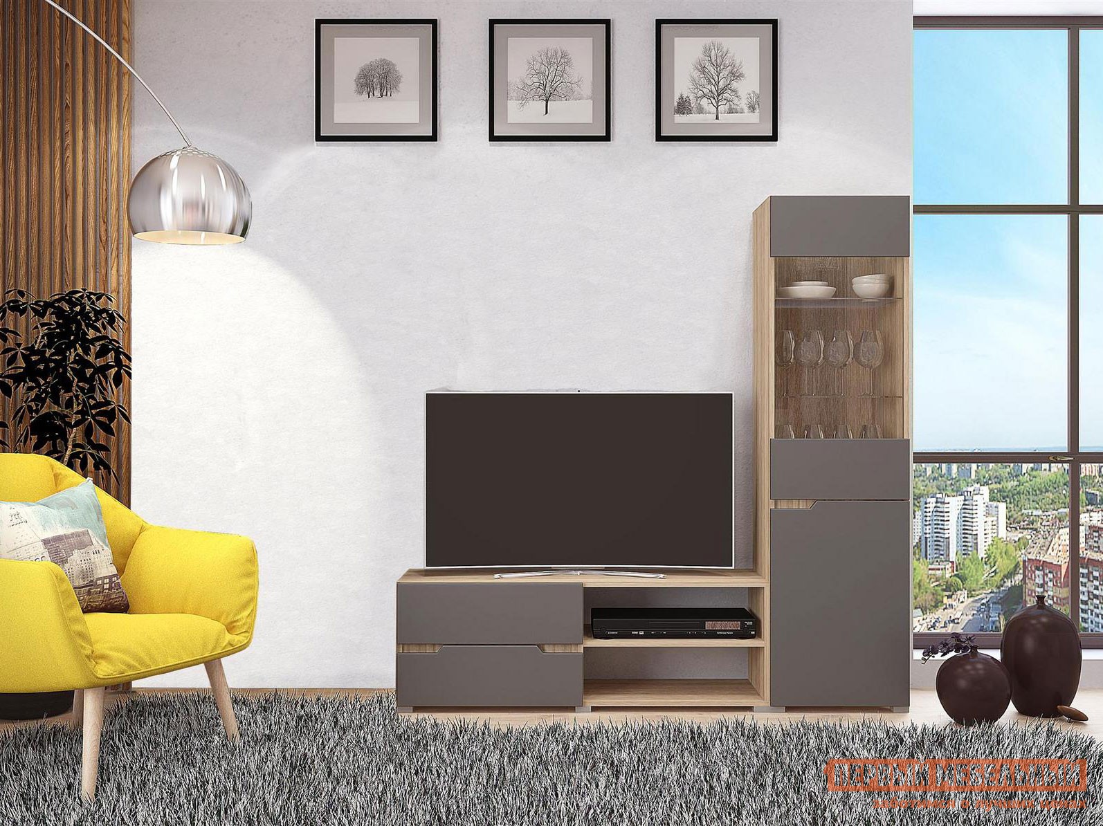 Гостиная  Анталия Стандарт Дуб Сонома / Графит Софт