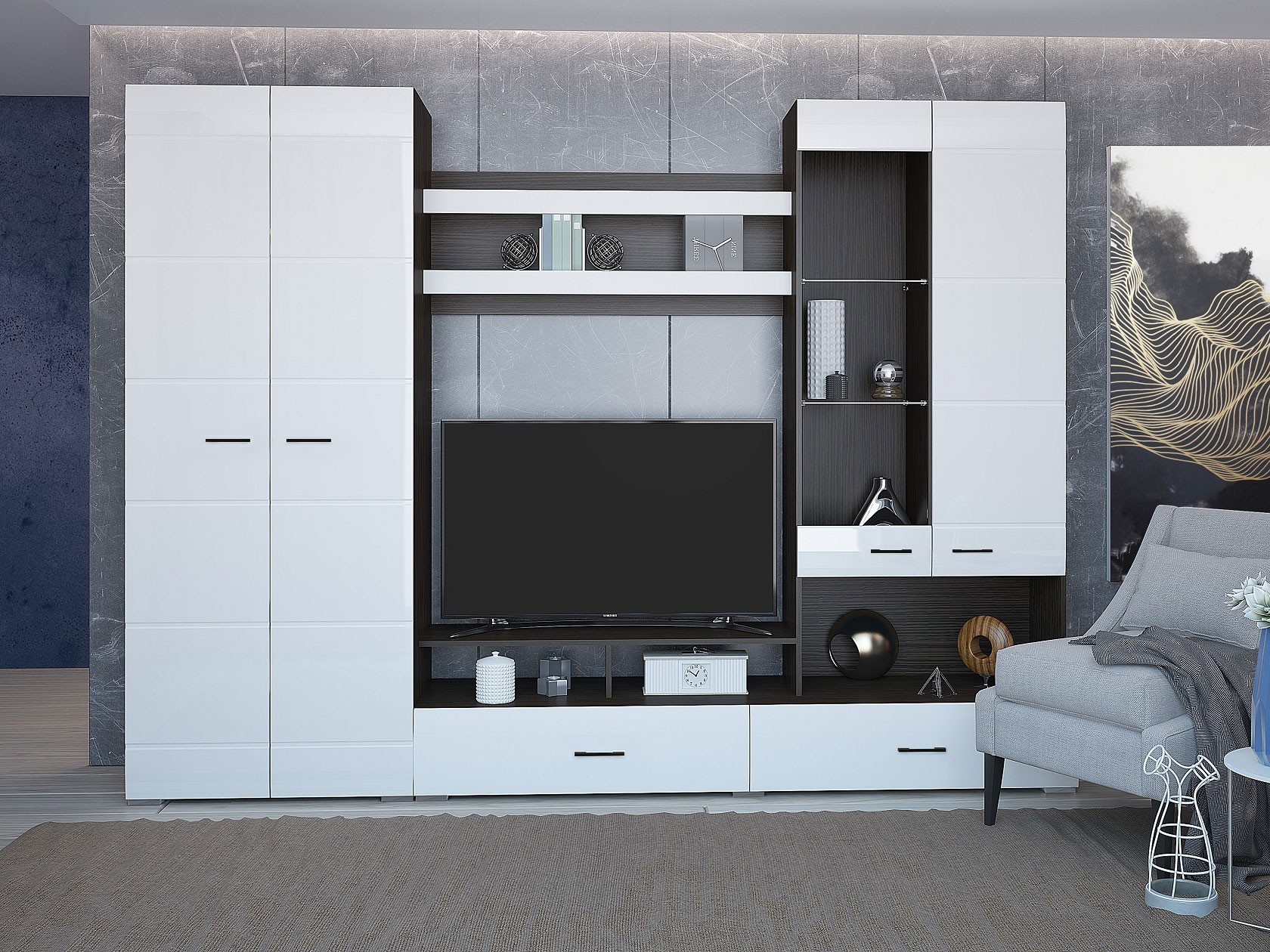 Гостиная  Ненси Венге / Белый глянец