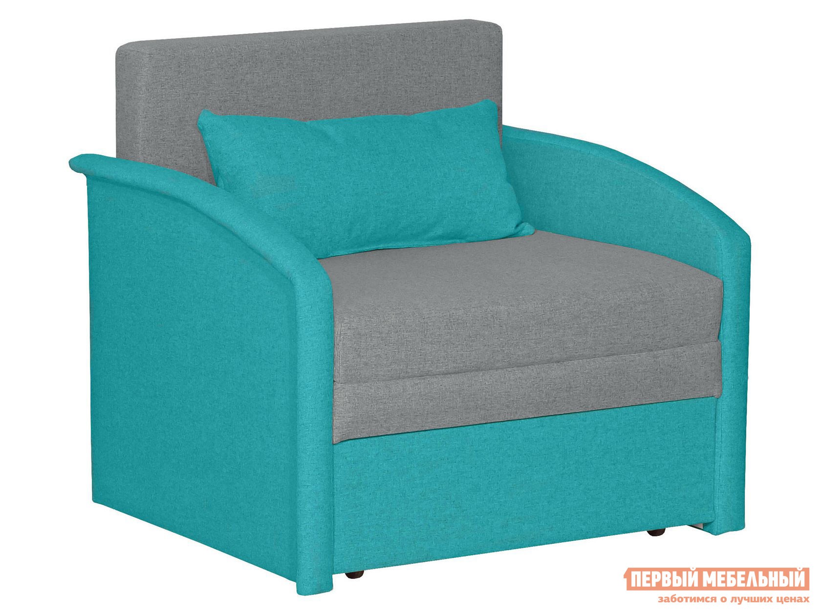 Кресло-кровать  Вилли Светло-серый / Бирюза, рогожка