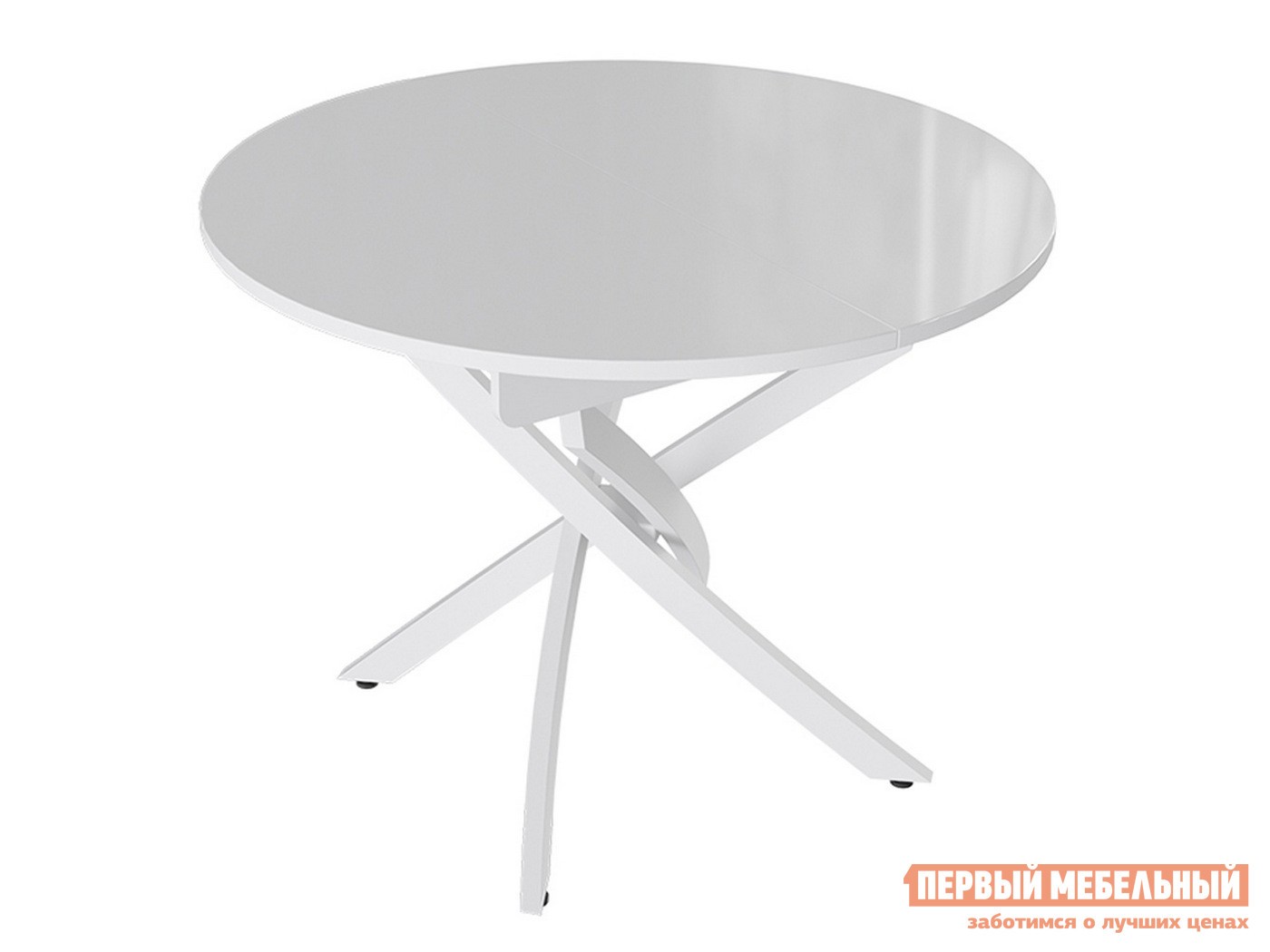 Кухонный стол  Diamond тип 3 Белый муар / Белый глянец