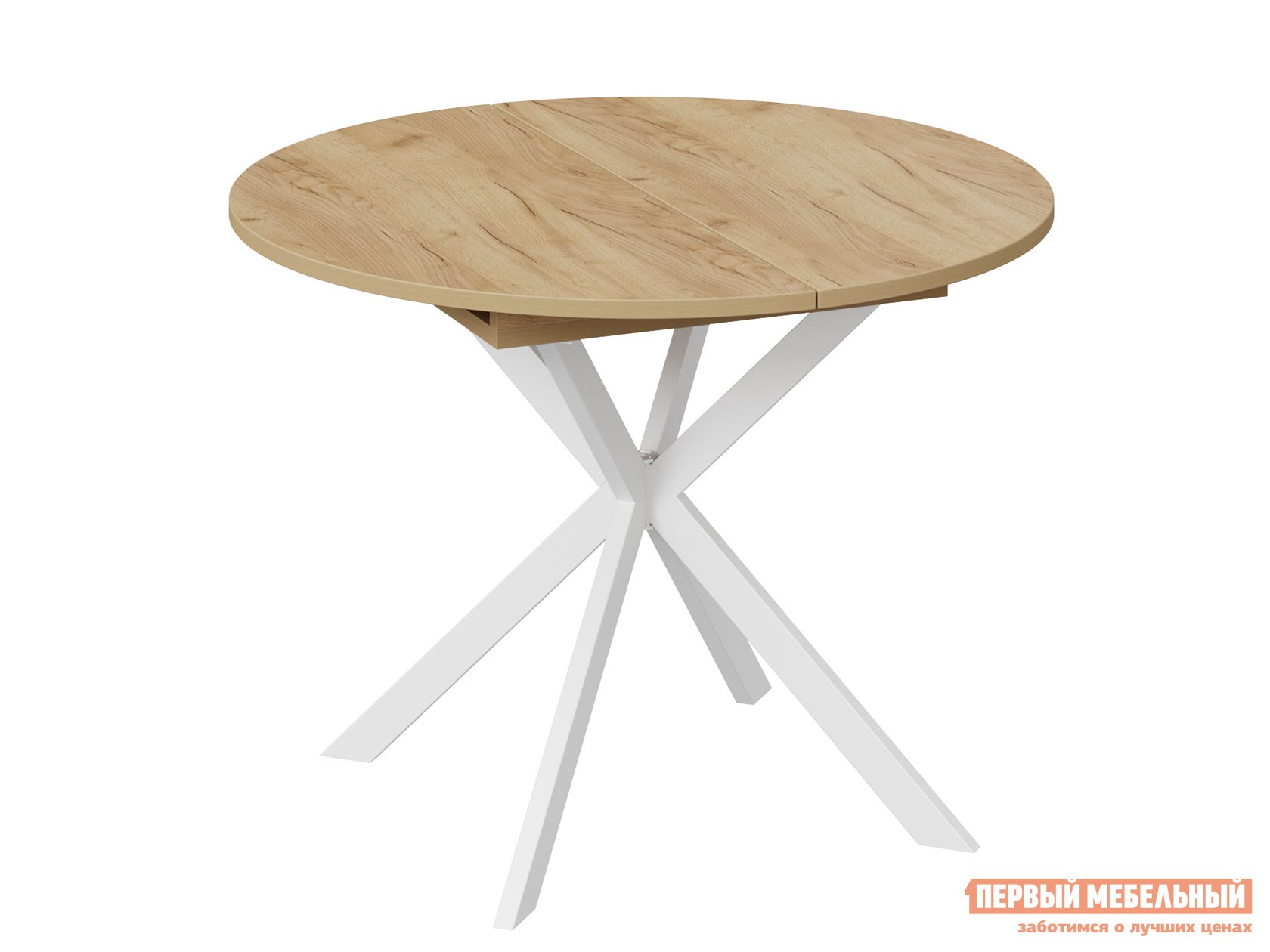 Кухонный стол  Мэдисон раздвижной Тип 1 Белый муар / Дуб Крафт золотой