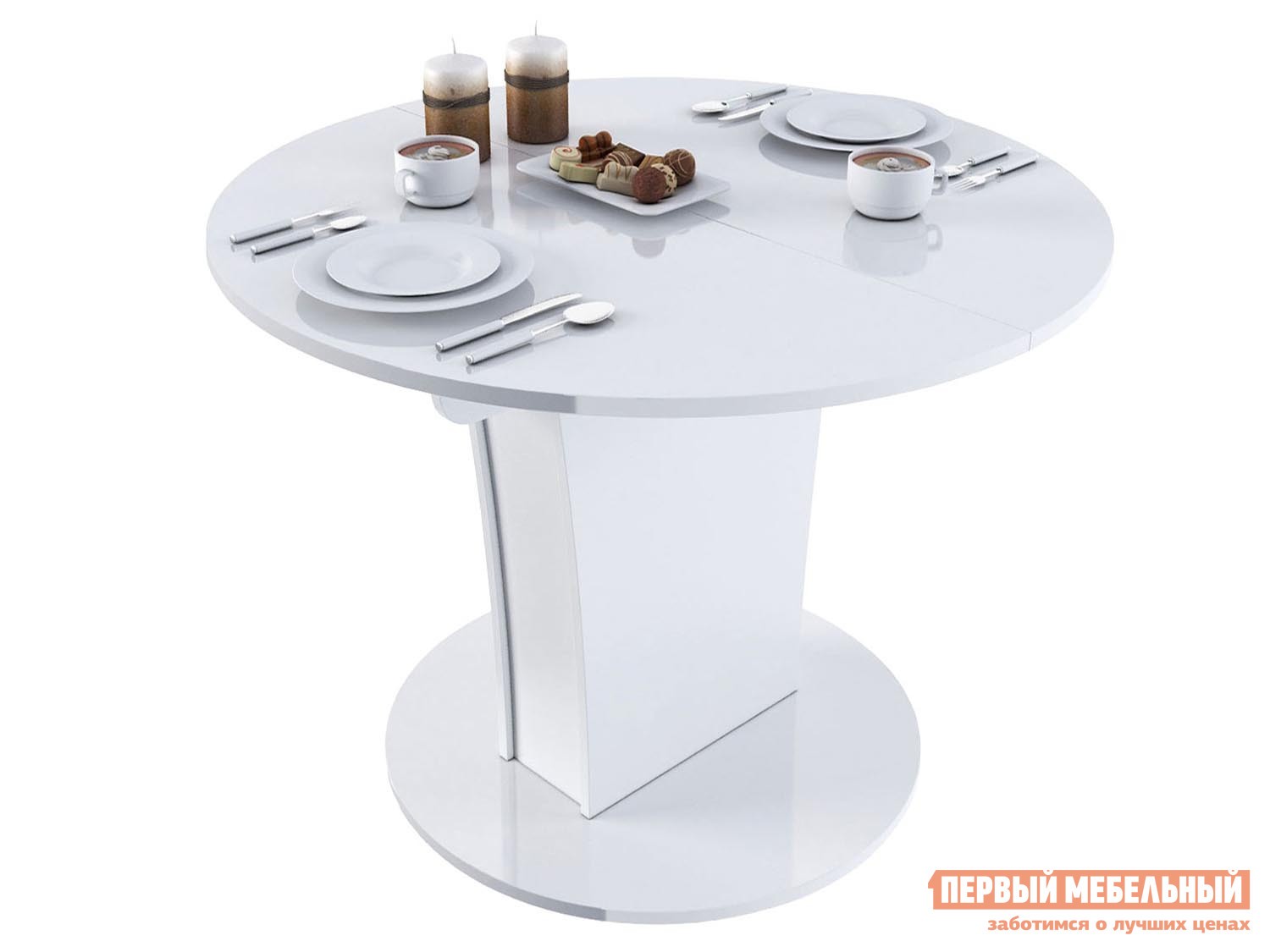 Кухонный стол  Бергамо Белый глянец