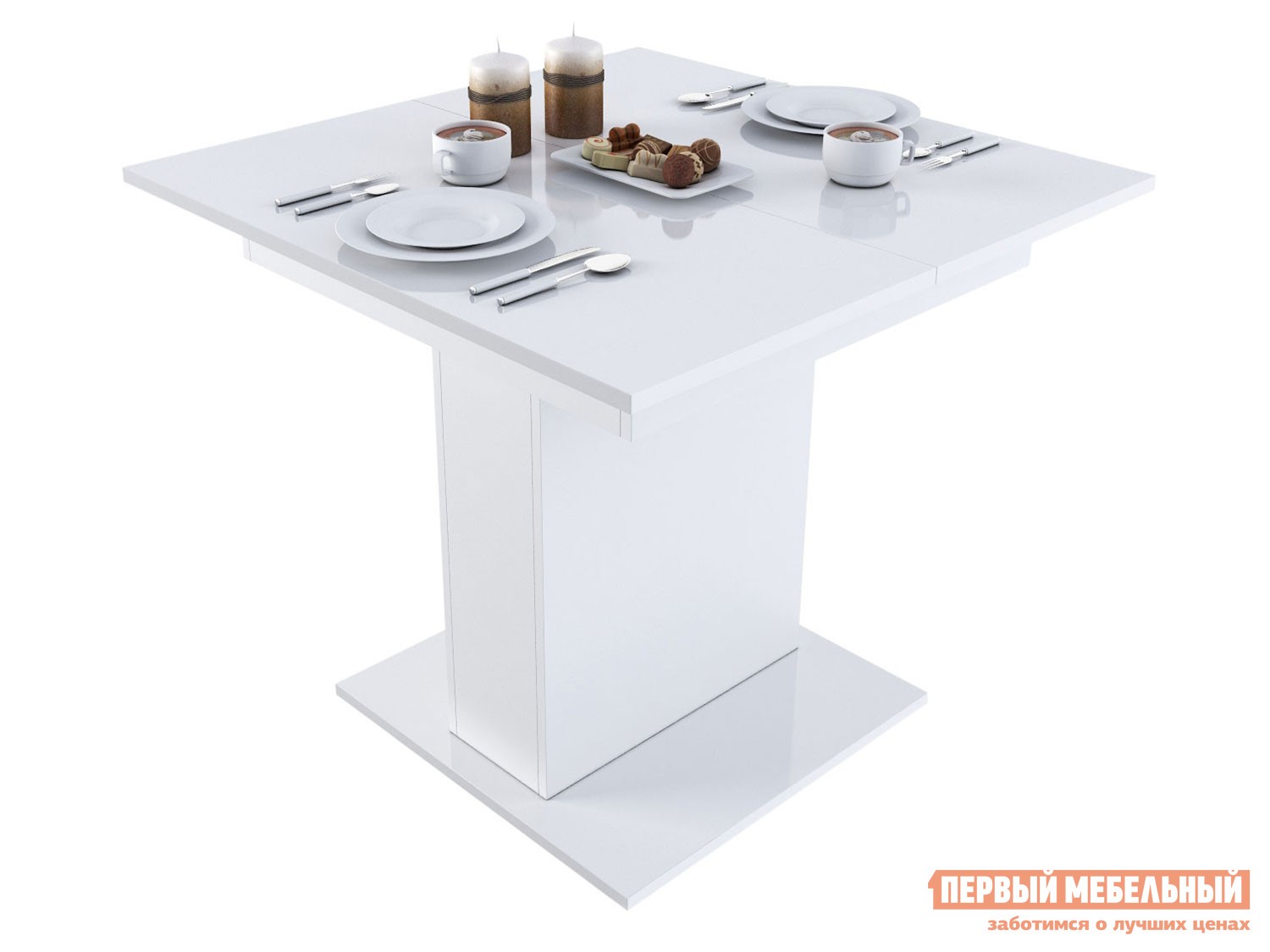 Кухонный стол  Бергамо Белый глянец