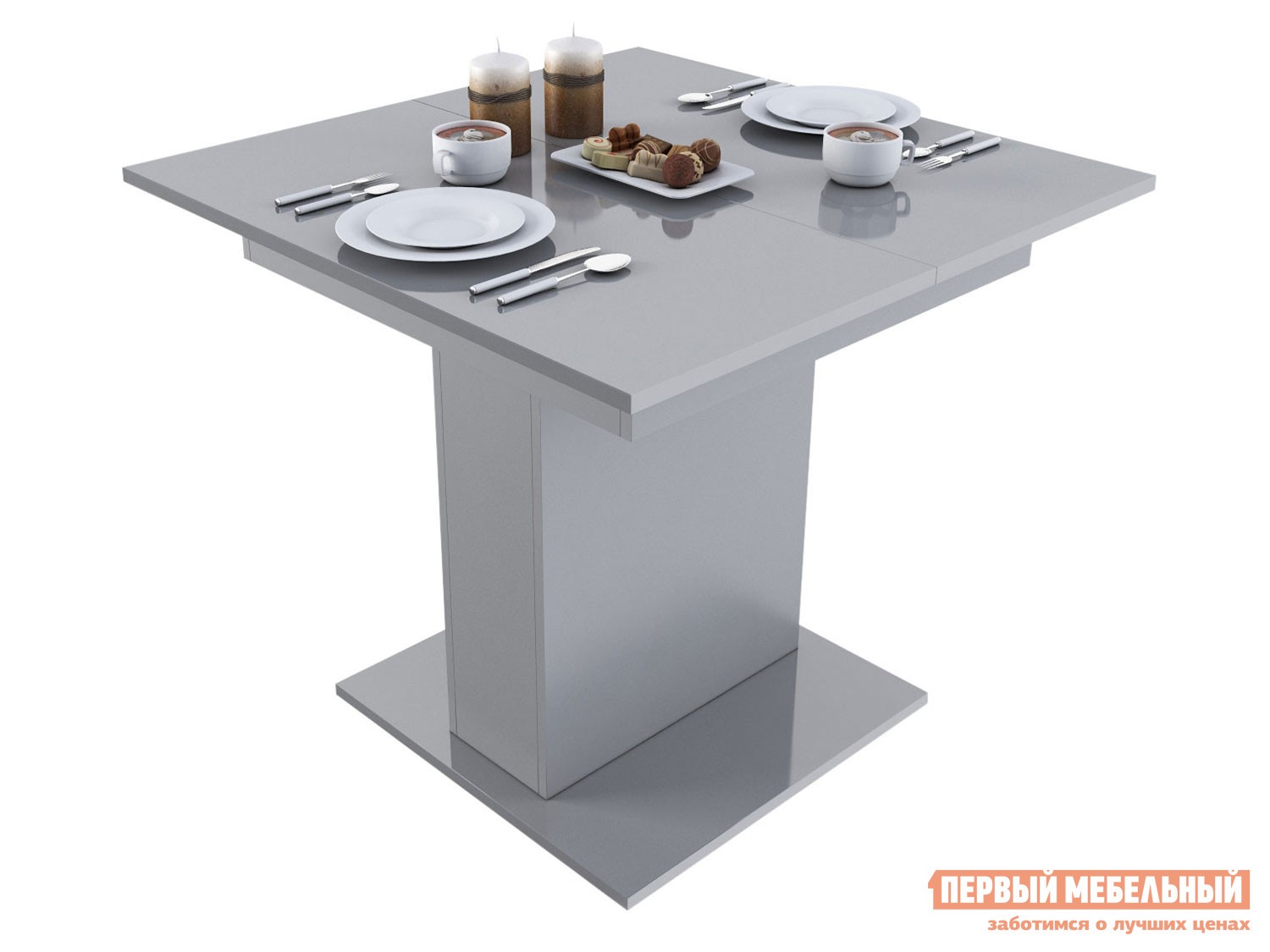 Кухонный стол  Бергамо Серый глянец