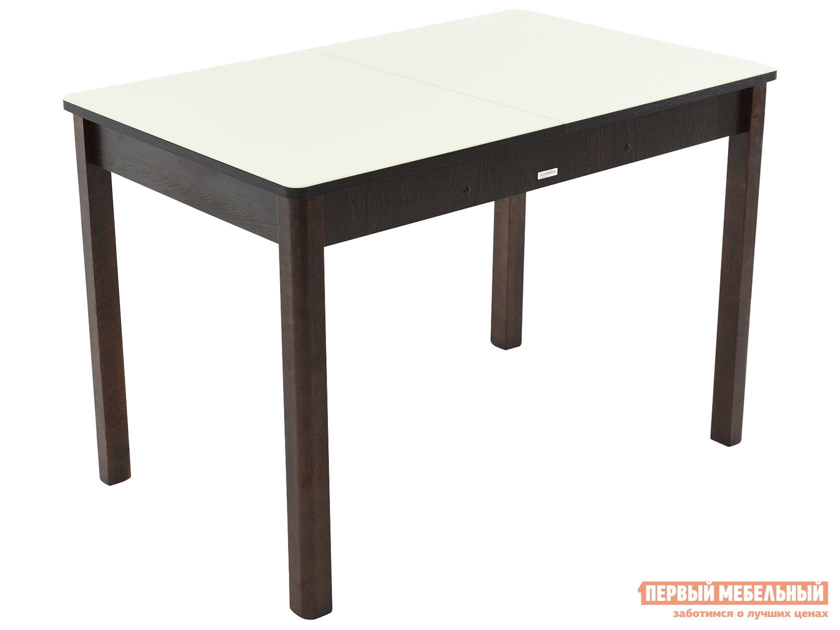 Кухонный стол  Гамбург СВ Молочный, стекло / Венге / Орех темный, массив