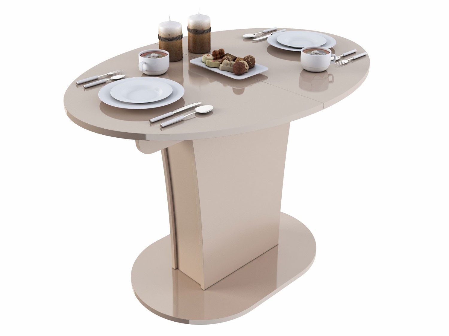 Кухонный стол  Бергамо Бежевый глянец