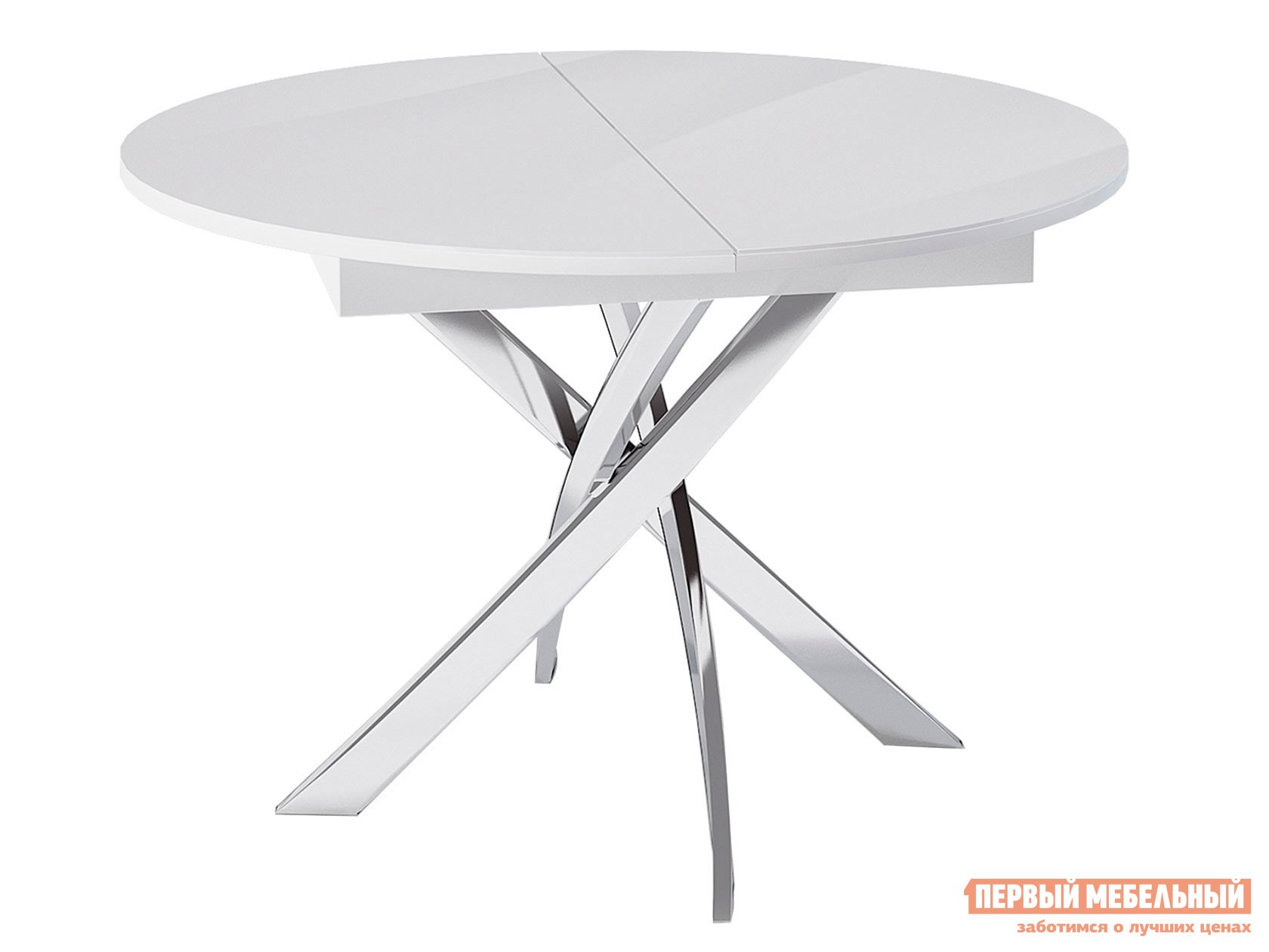 Кухонный стол  Kenner R1100 Хром / Белый глянец, стекло