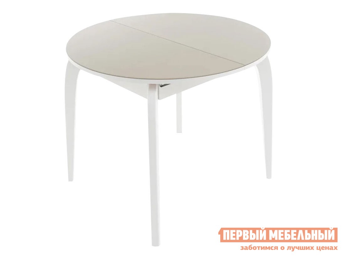 Кухонный стол  Ривьера СВ 90 Капучино, стекло / Белый