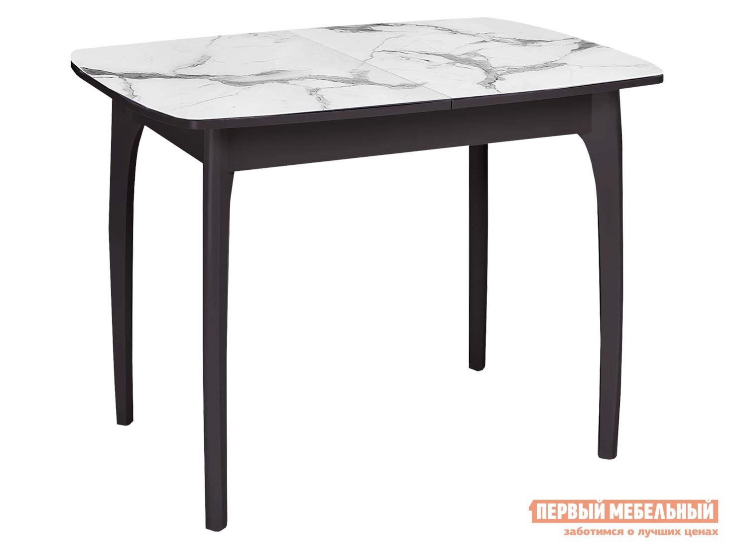 Кухонный стол  Dikline М15 Мрамор белый глянец, стекло / Черный