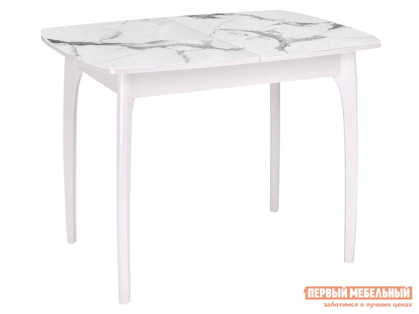 Кухонный стол  Dikline М15 Мрамор белый глянец, стекло / Белый