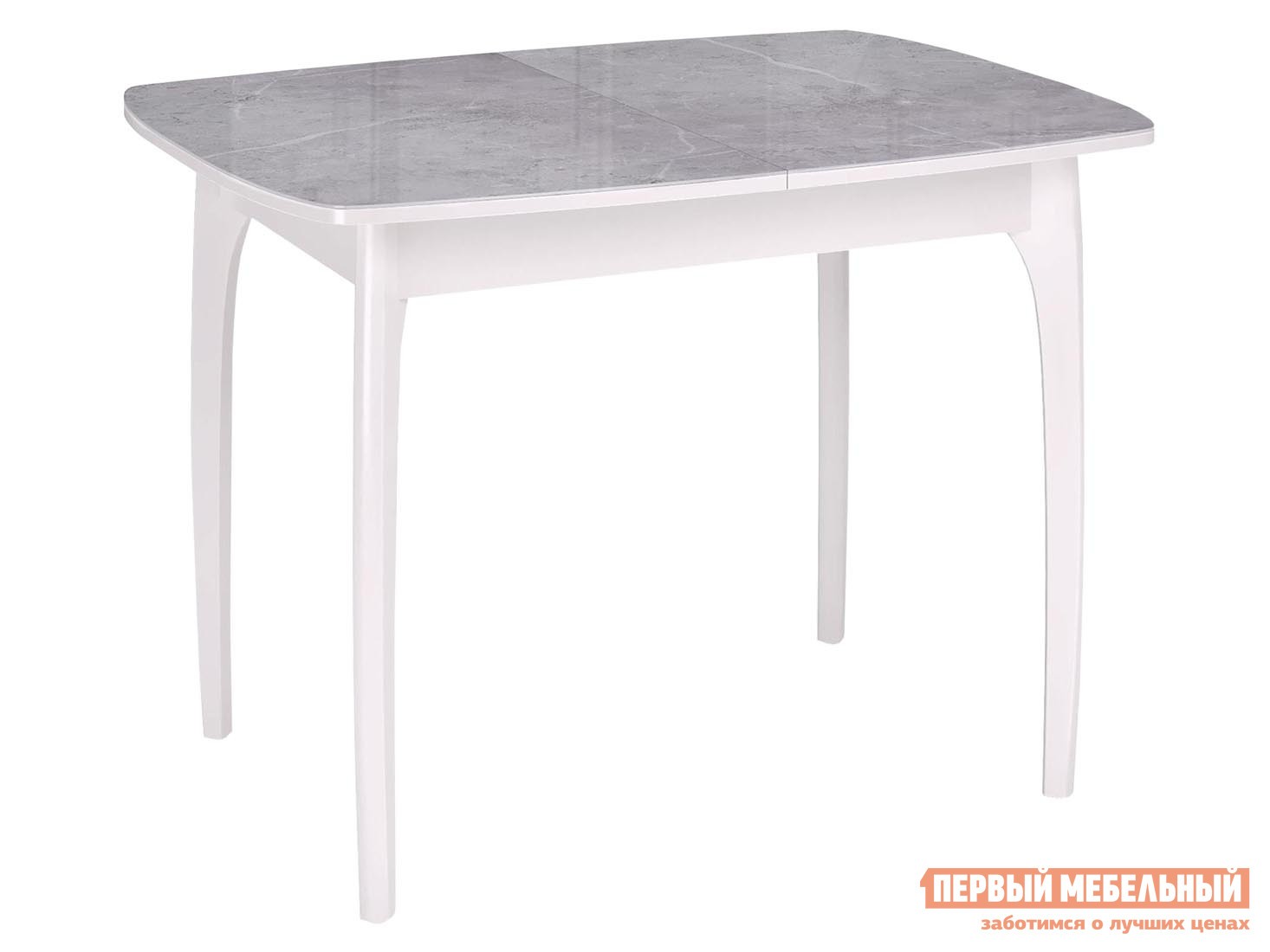Кухонный стол  Dikline М15 Мрамор серый глянец, стекло / Белый