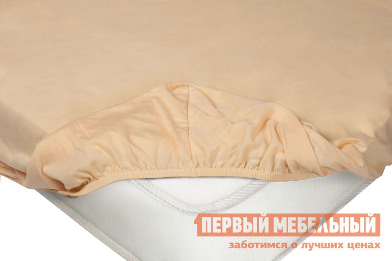 Простыня  Персиковая трикотажная на резинке Персиковый, 1800 Х 2000  Х 200 мм