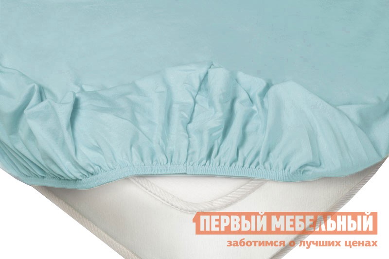 Простыня  Голубая трикотажная на резинке Голубой, 900 Х 2000 Х 200 мм