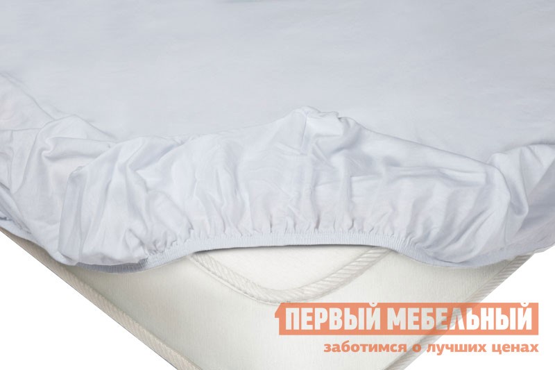 Простыня  Белая трикотажная на резинке Белый, 1800 Х 2000  Х 200 мм