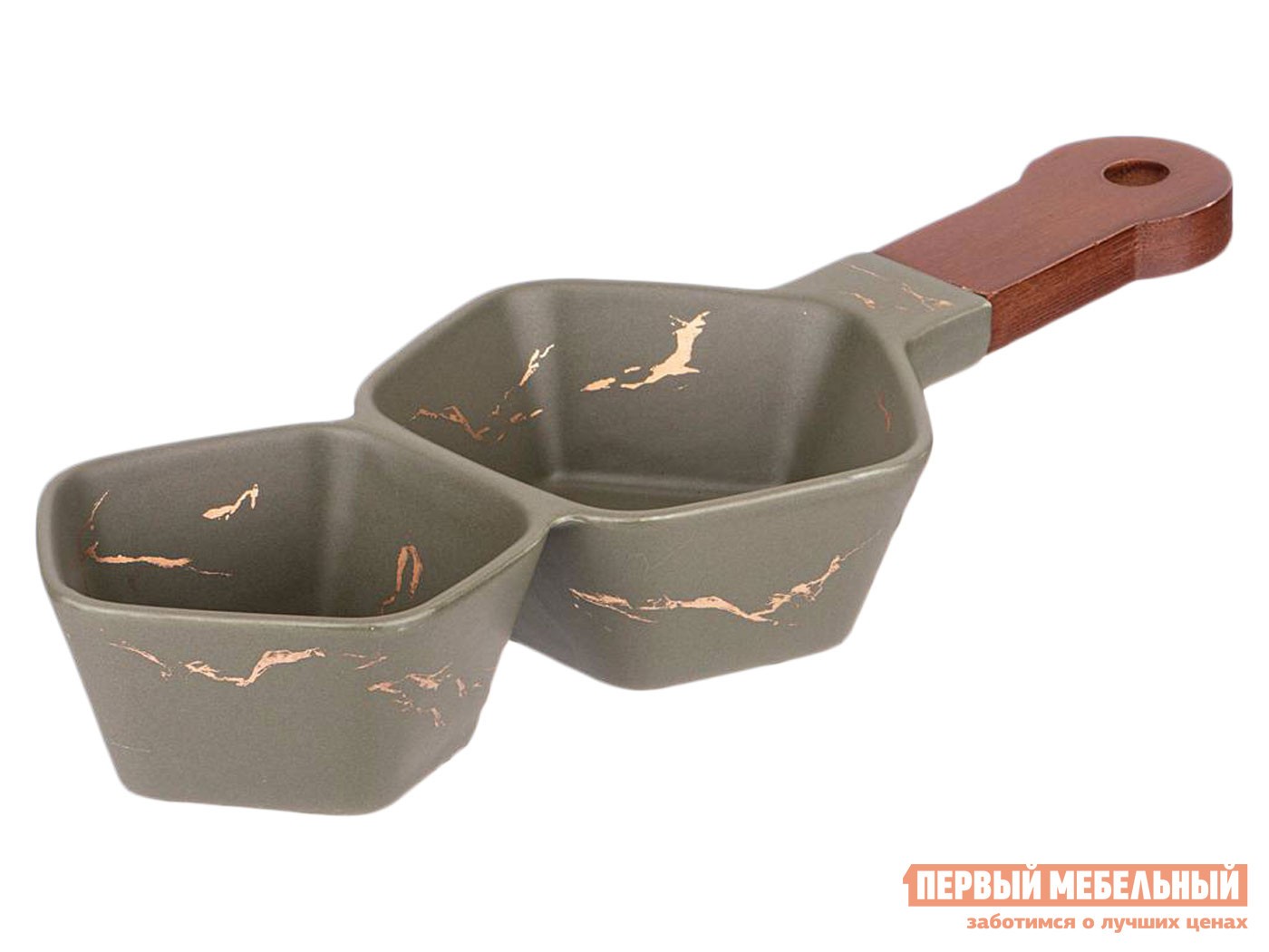 Аксессуар для сервировки и хранения  Золотой мрамор Серый, фарфор, дерево