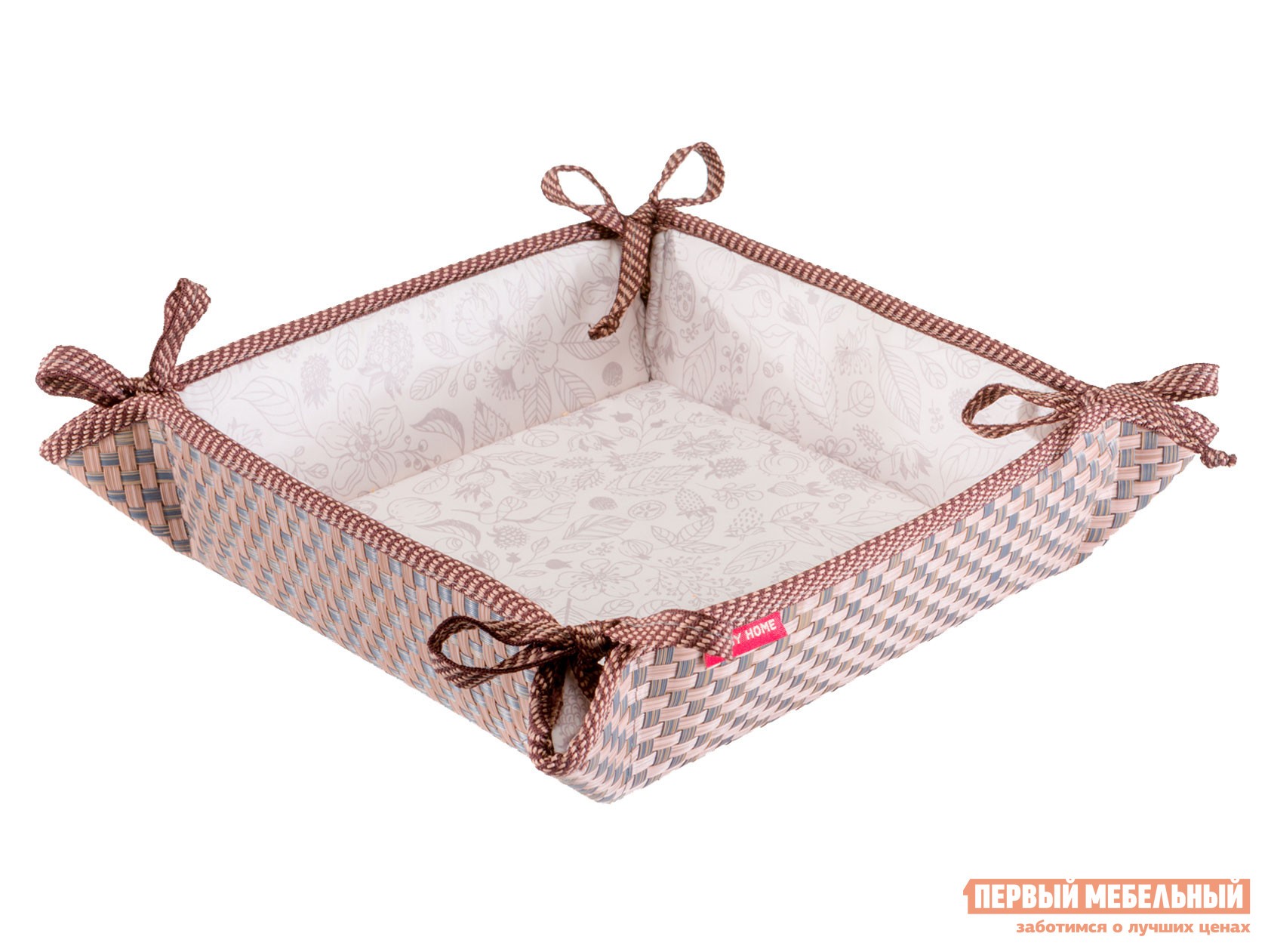 Хлебница  Вивьен Коричневый, текстилен / Бежевый, цветы