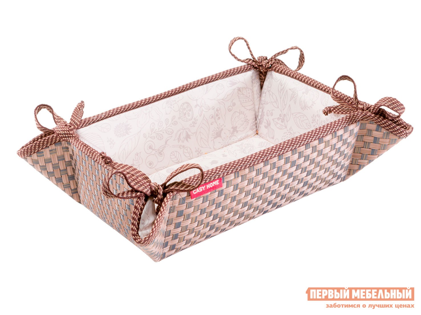 Хлебница  Аннет Коричневый, текстилен / Бежевый, цветы