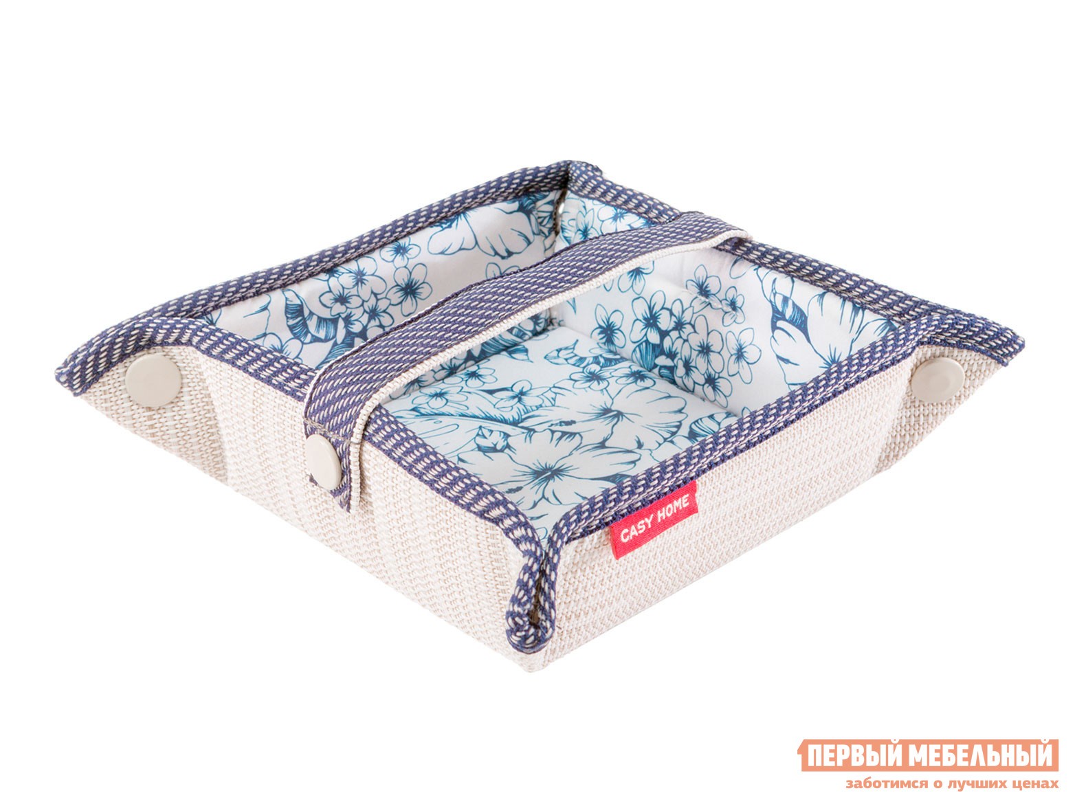 Аксессуар для сервировки и хранения  Виола Бежевый, текстилен / Синий, цветы