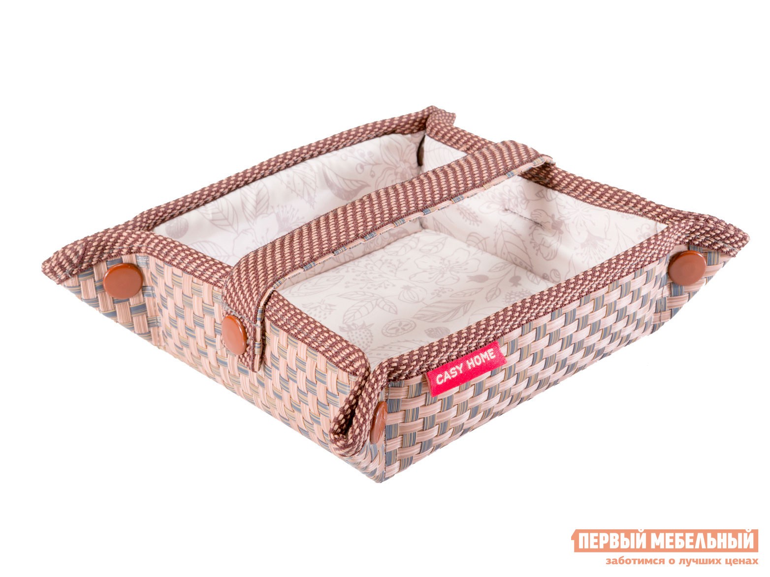 Аксессуар для сервировки и хранения  Виола Коричневый, текстилен / Бежевый, цветы