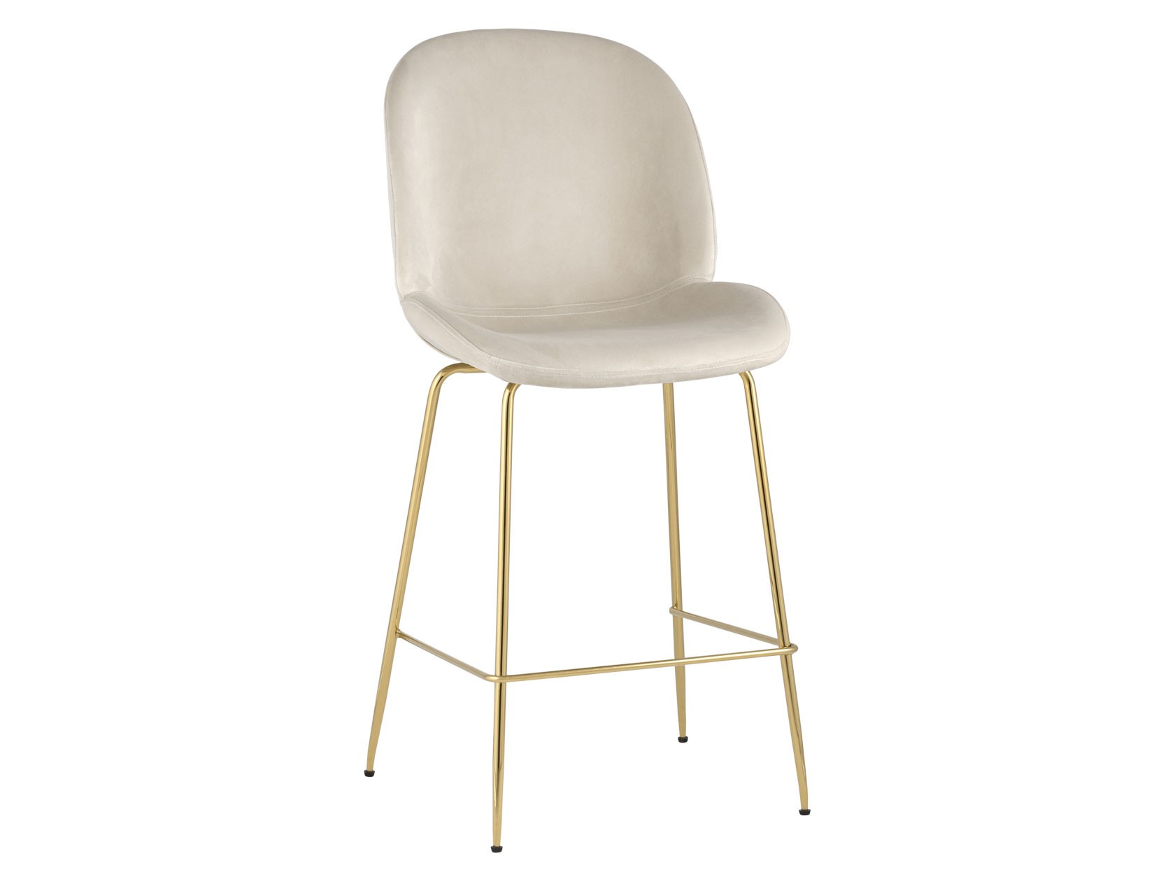 Барный стул  Турин Бежевый, велюр / Золотой, металл