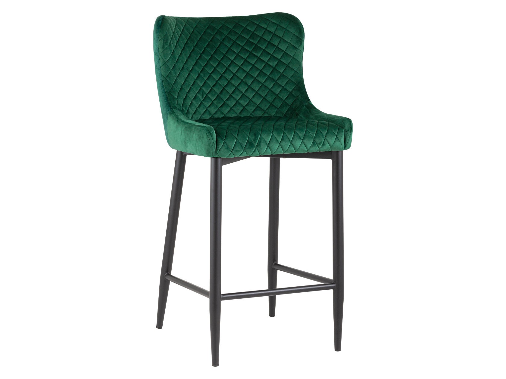 Барный стул  Ститч Изумрудный, велюр / Черный, металл