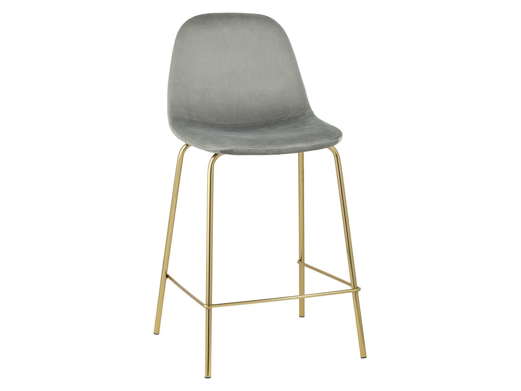 Барный стул  Валенсия Серый, велюр / Золотой, металл