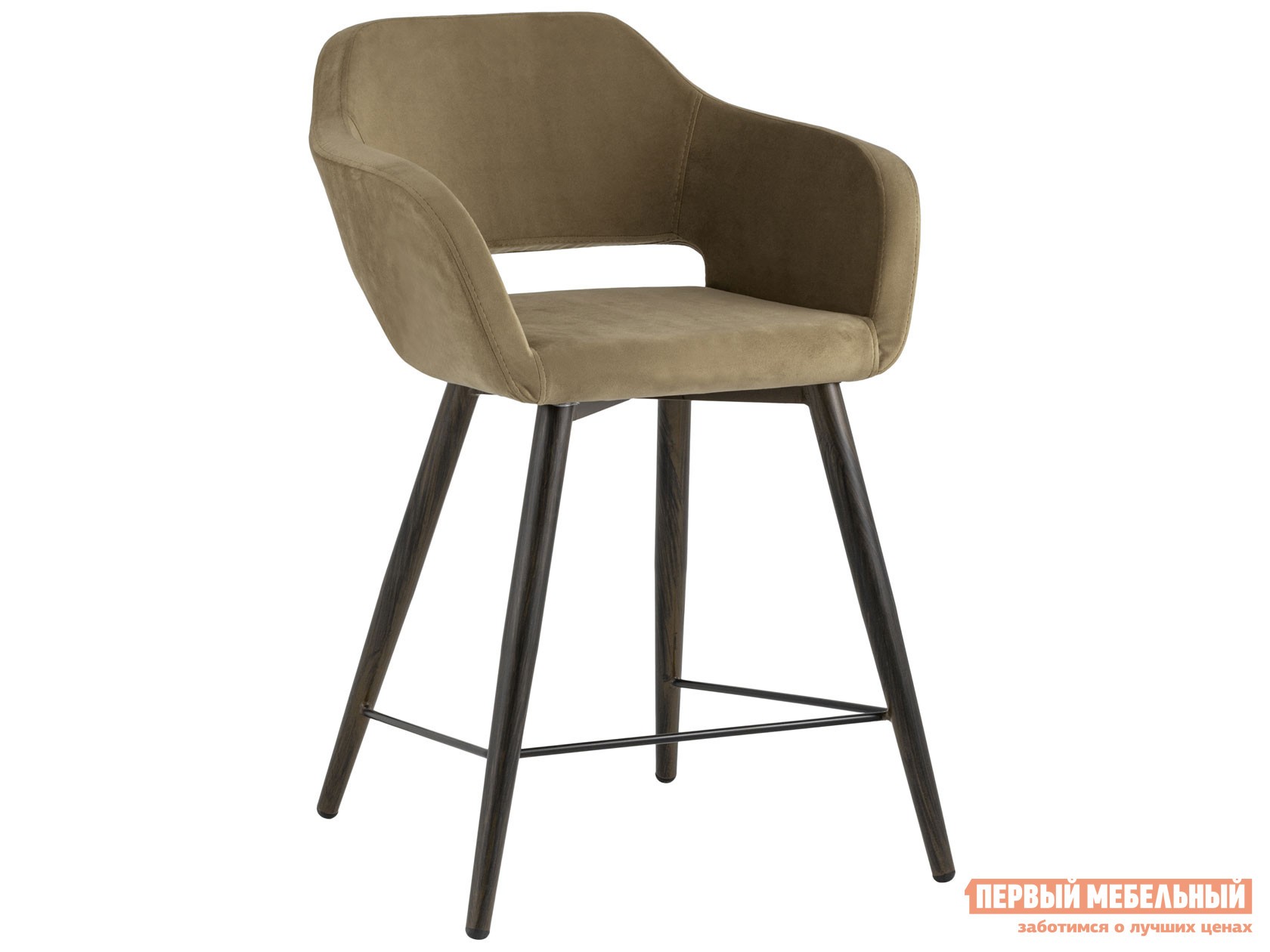 Барный стул  Саймон Капучино, велюр / Коричневый, металл