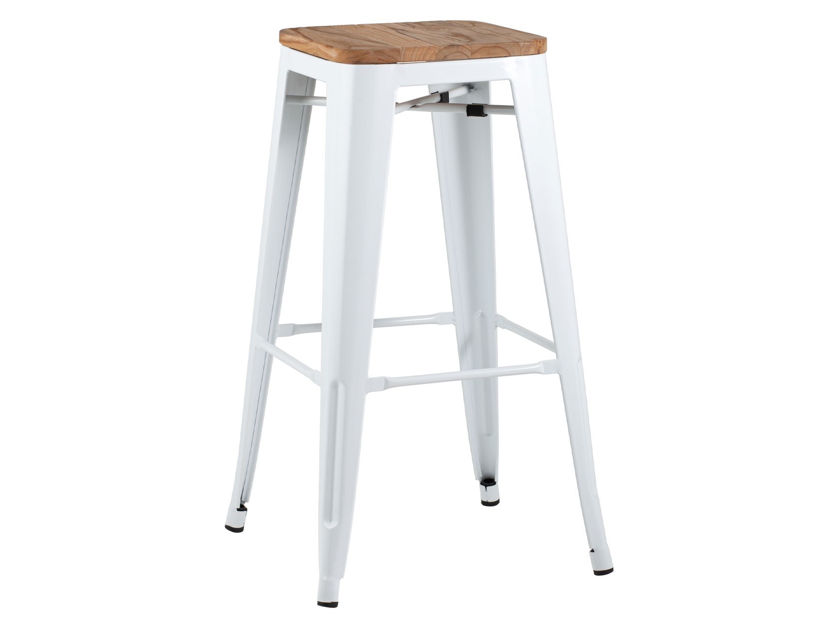 Барный стул  TOLIX Белый глянцевый / Cветлое дерево