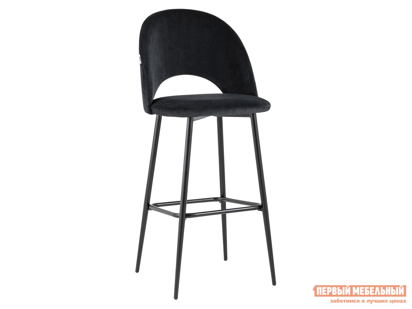 Барный стул  Меган Черный, велюр / Черный, металл