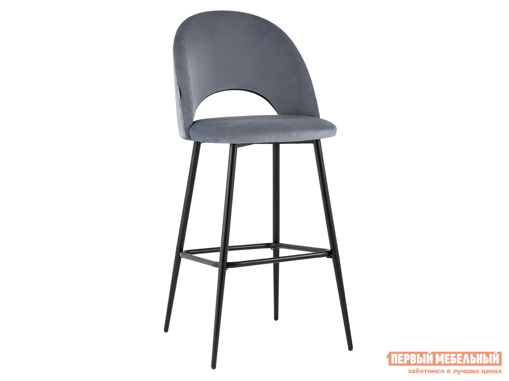 Барный стул  Меган Серый, велюр / Черный, металл
