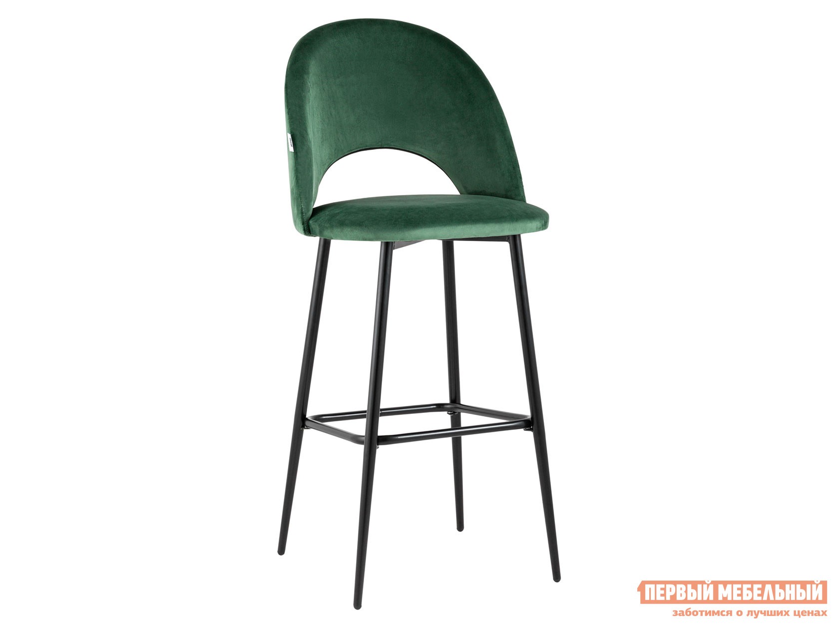 Барный стул  Меган Зеленый, велюр / Черный, металл