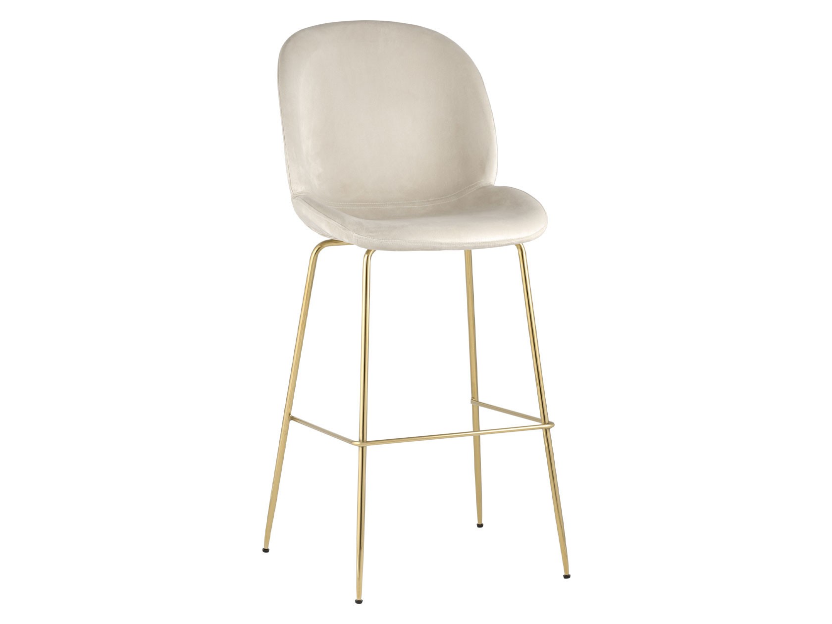Барный стул  Турин Бар со спинкой Бежевый, велюр / Золотой, металл