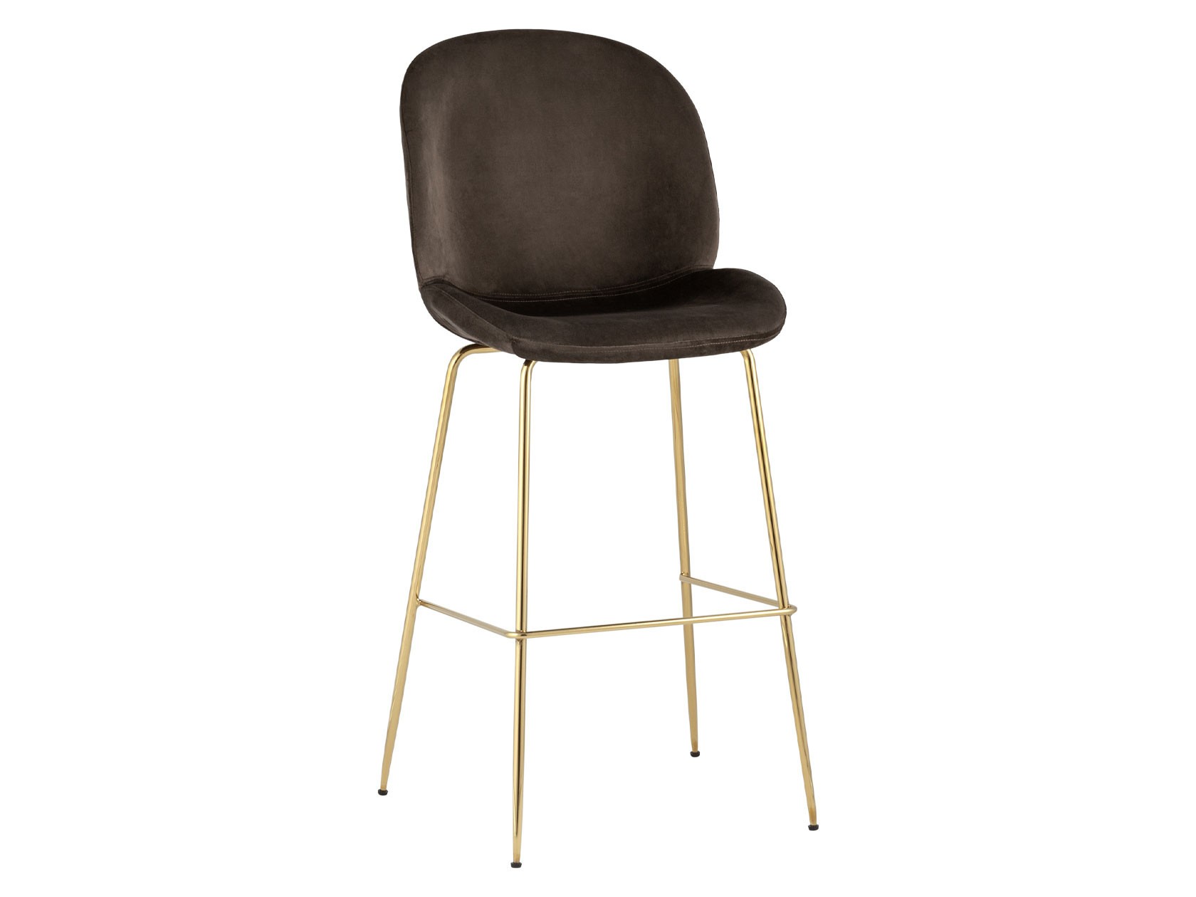Барный стул  Турин Бар со спинкой Коричневый, велюр / Золотой, металл