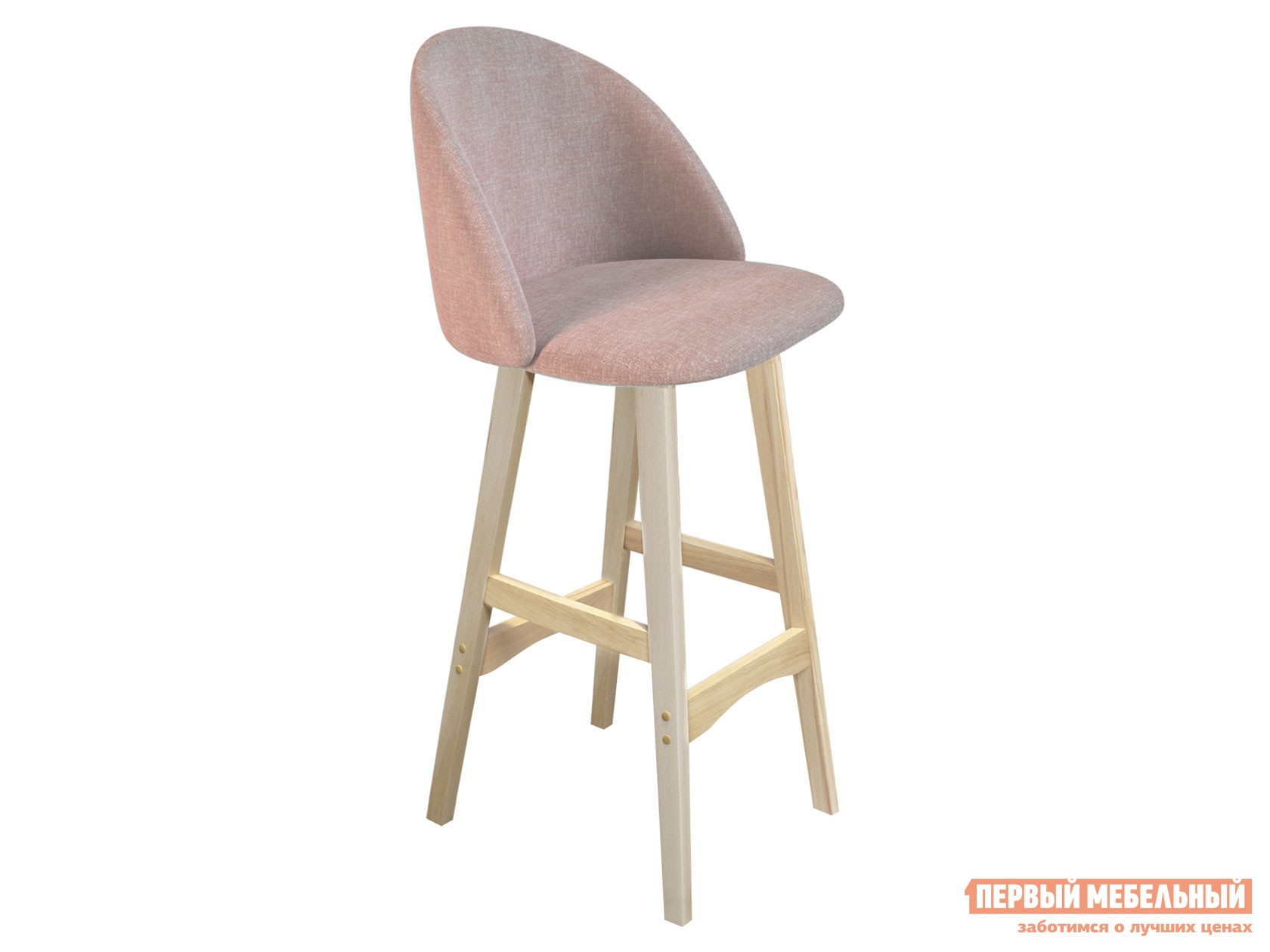 Барный стул  Анест Розовый десерт, микровелюр / Натуральный, массив бука