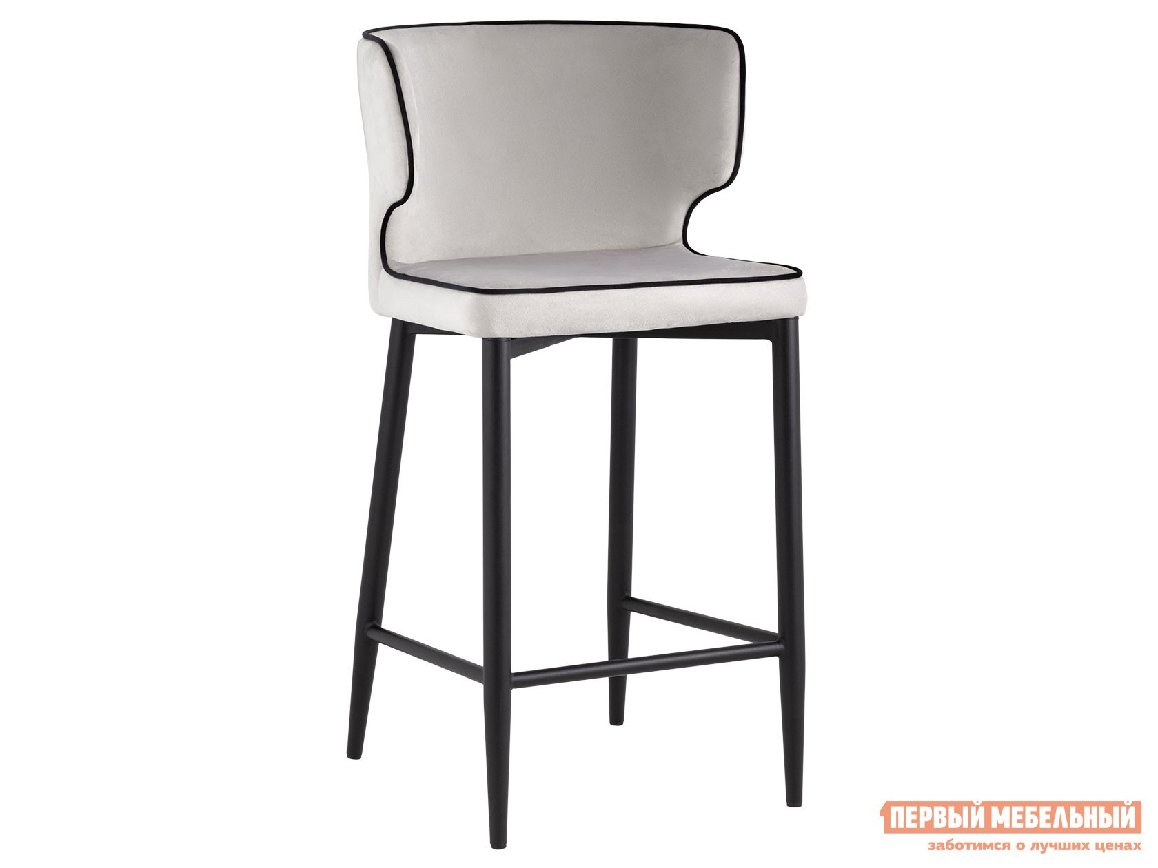 Барный стул  Матео Черный / Светло-серый, велюр