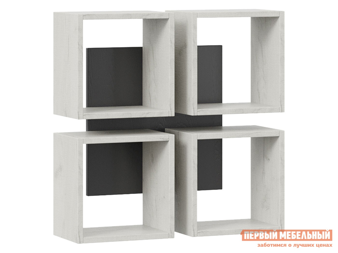 Настенная полка  Гарден Графит серый / Дуб Крафт белый