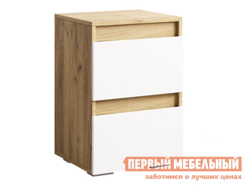 Тумба с ящиками  Селфи Дуб Крафт / Белый