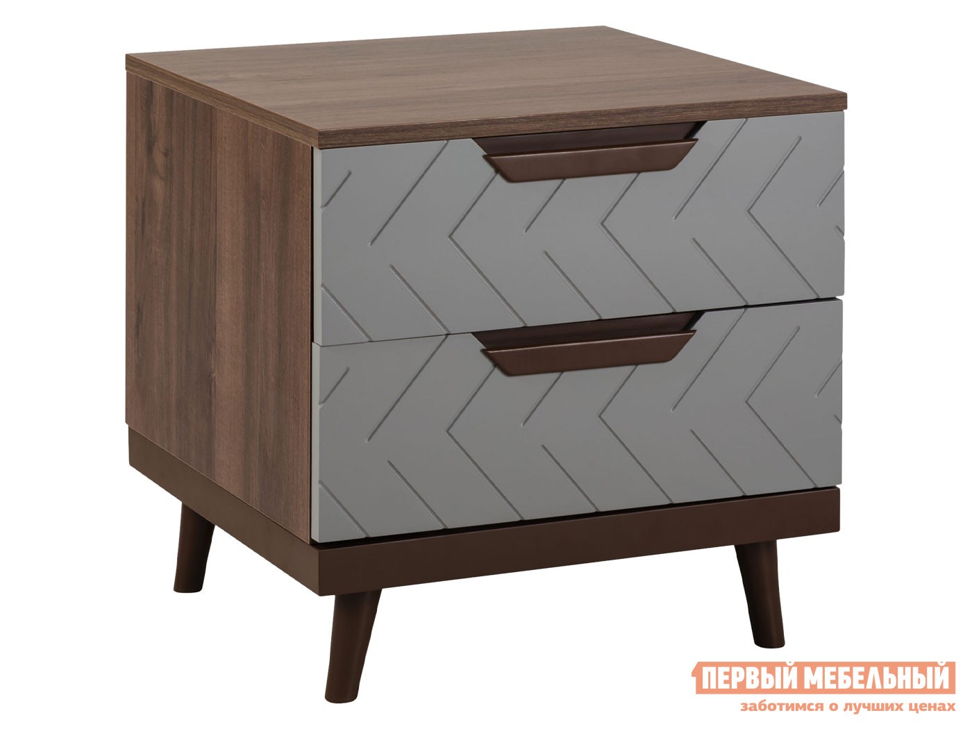 Тумба с ящиками  Сканди Орех Табак / Серый матовый