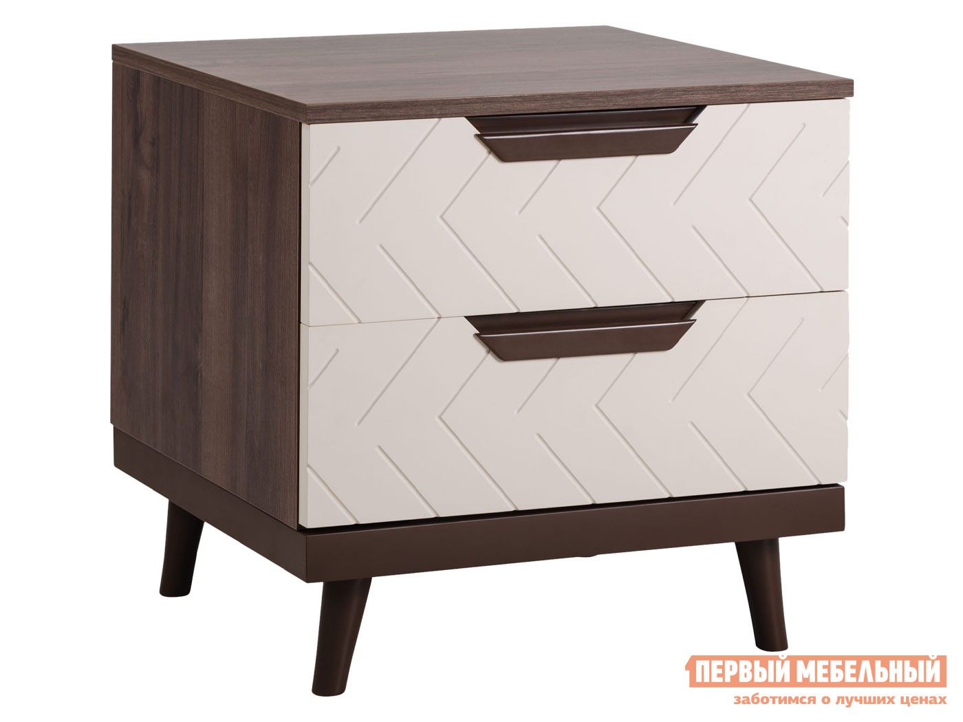 Тумба с ящиками  Сканди Орех Табак / Бежевый