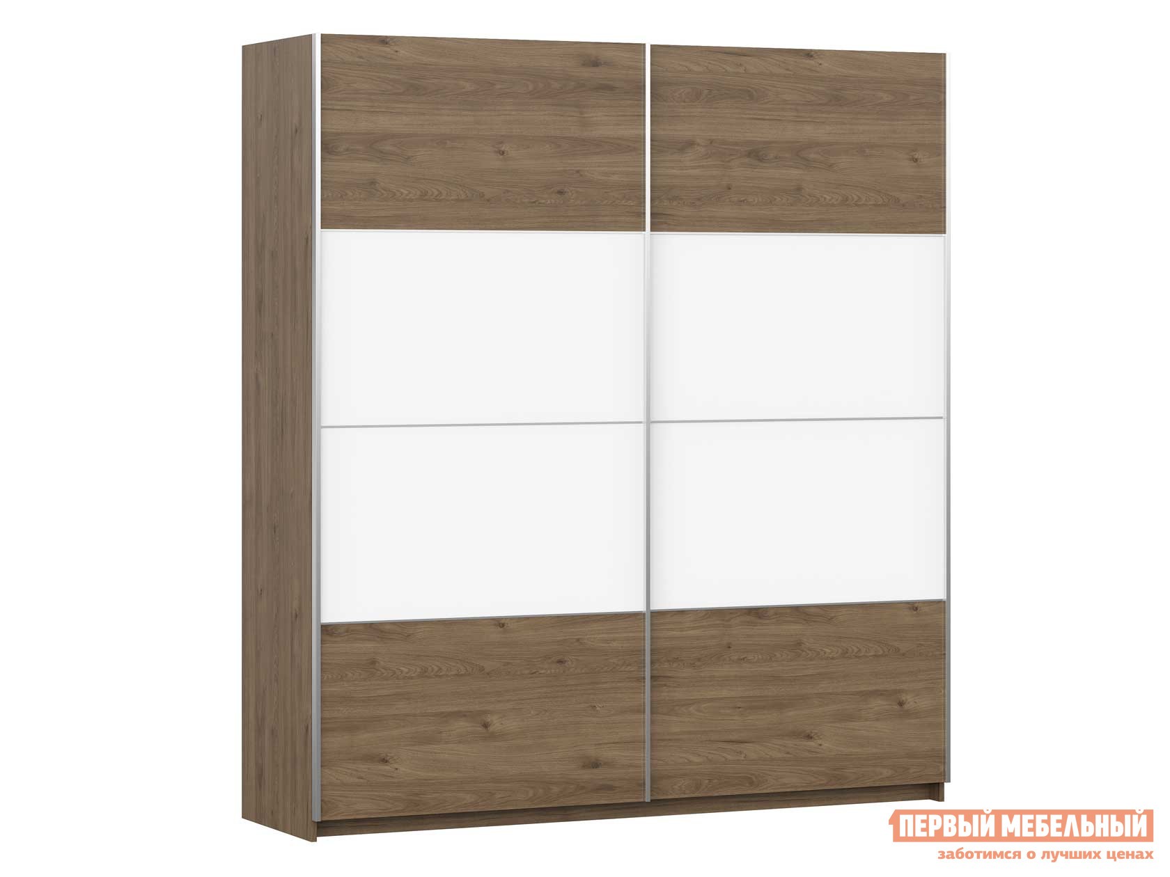 Шкаф-купе  Лагуна 8 Гикори темный / Белый матовый