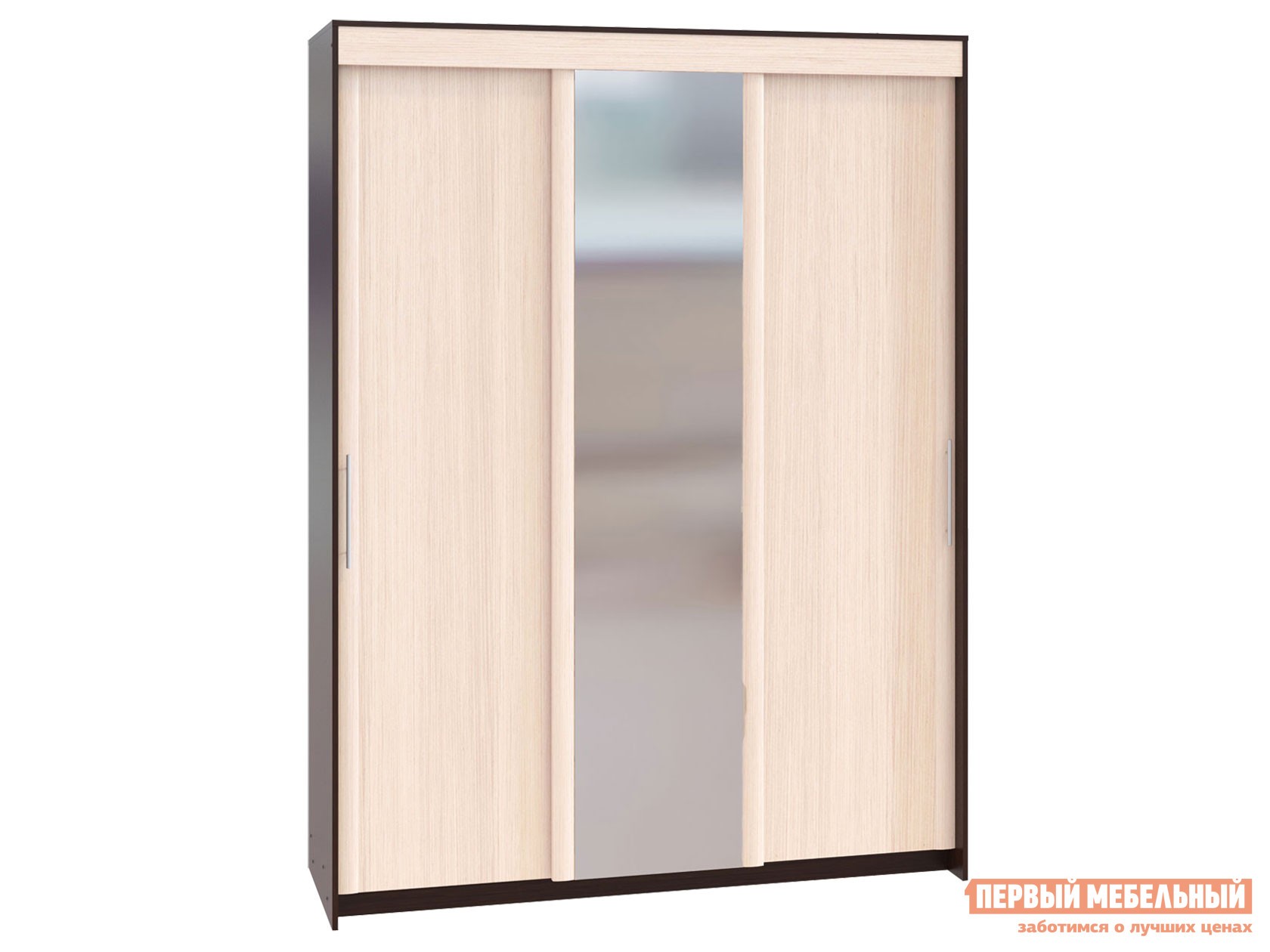 Шкаф-купе  Контур ШР-1 с зеркалом Венге / Беленый дуб, Ширина 1800 мм