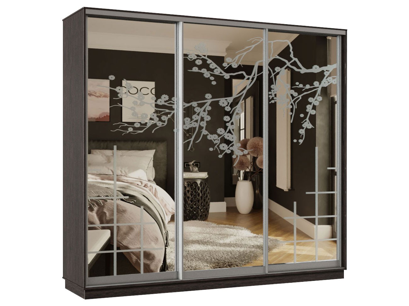 Шкаф-купе  Маршал Венге, 2400 мм, 450 мм, С двумя штангами