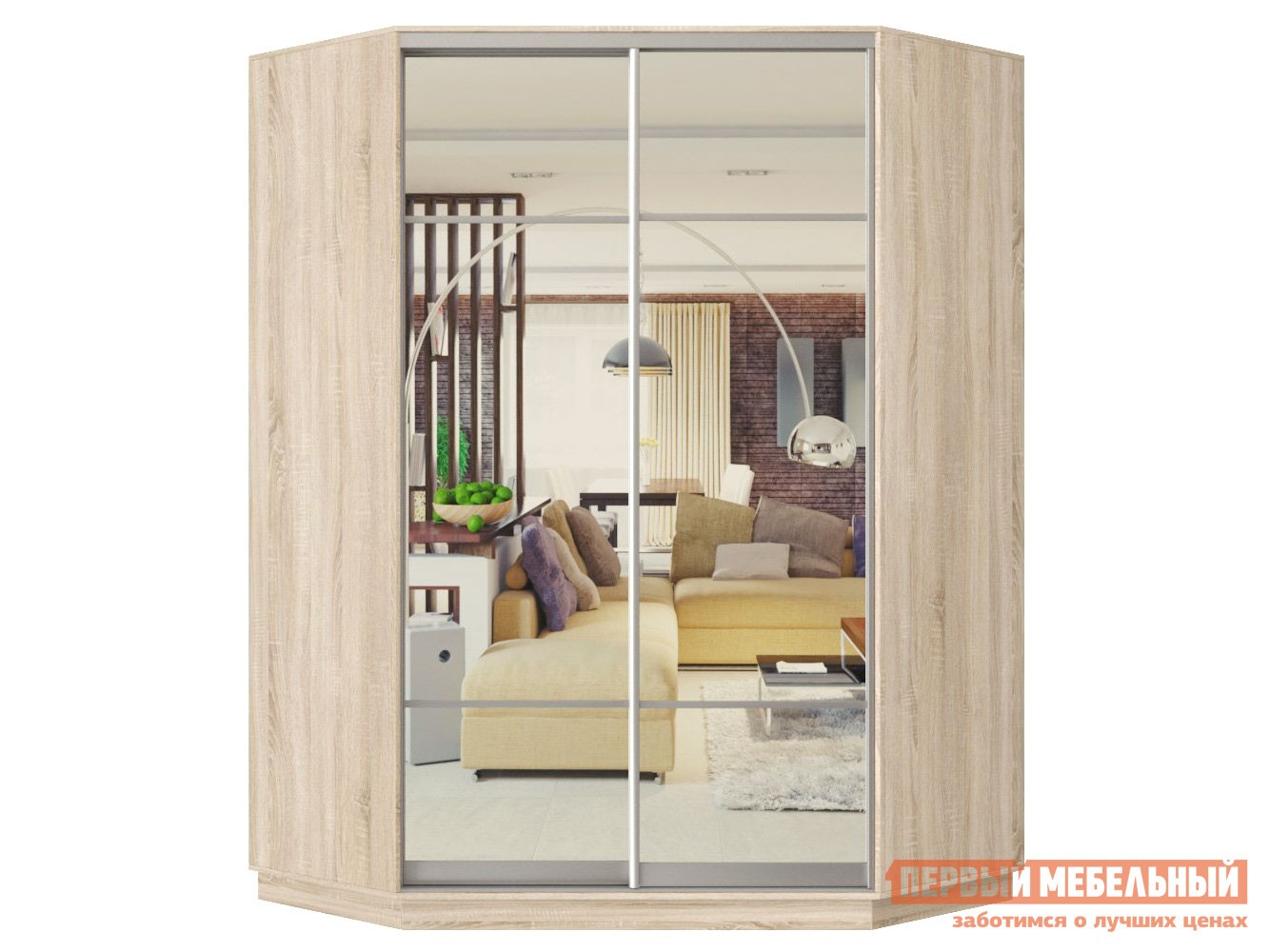 Шкаф-купе  Маршал Лайт Дуб Сонома / Зеркало