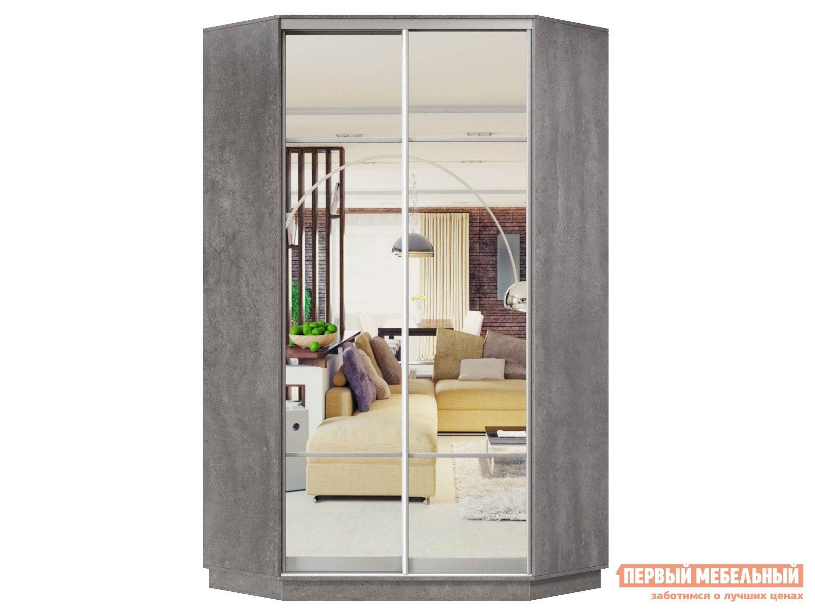 Шкаф-купе  Маршал Лайт Бетон / Зеркало