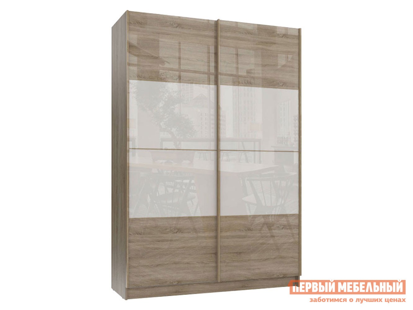 Шкаф-купе  Марвин 1 1832 мм, Без доводчиков, Дуб Сонома / Дуб Сонома глянец / Белый глянец