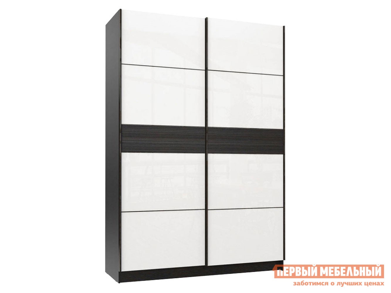 Шкаф-купе  Марвин 6 Дуб Феррара / Дуб Феррара глянец / Белый глянец, 1832 мм, Без доводчиков