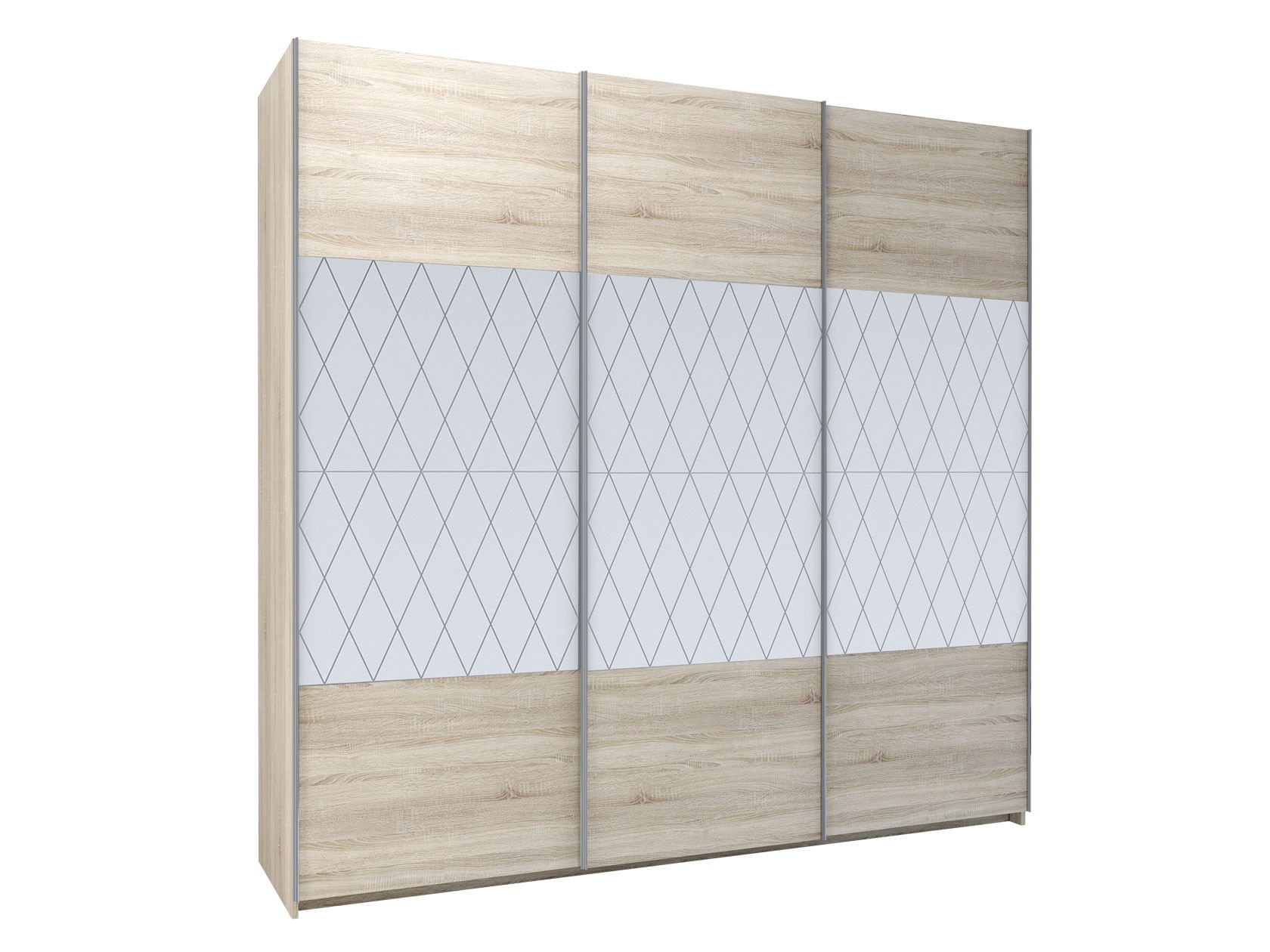 Шкаф-купе  Фортуна 12.3 Дуб Сонома / Зеркало светлый ромб, 2400 мм «Наполнение №1»