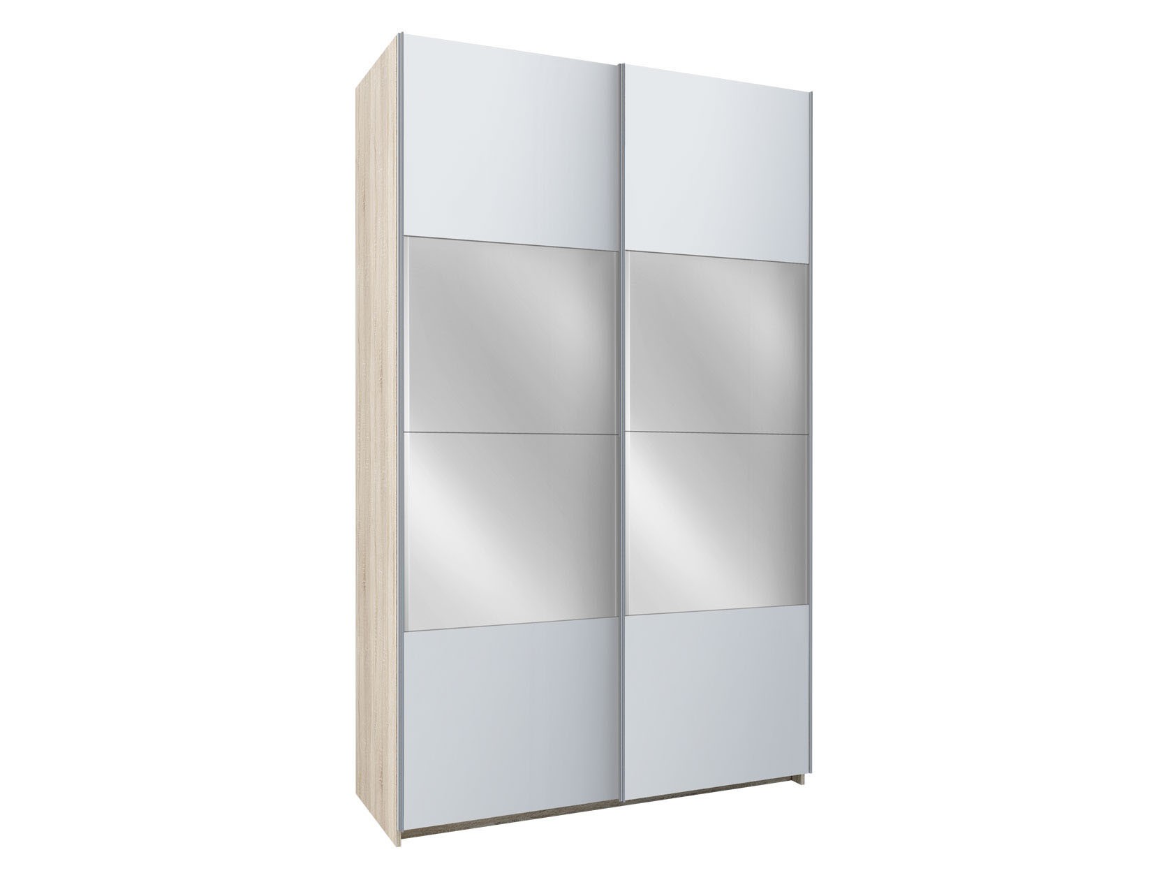 Шкаф-купе  Фортуна 4.2 Дуб Сонома / Белый / Зеркало, 1400 мм «Наполнение №2»