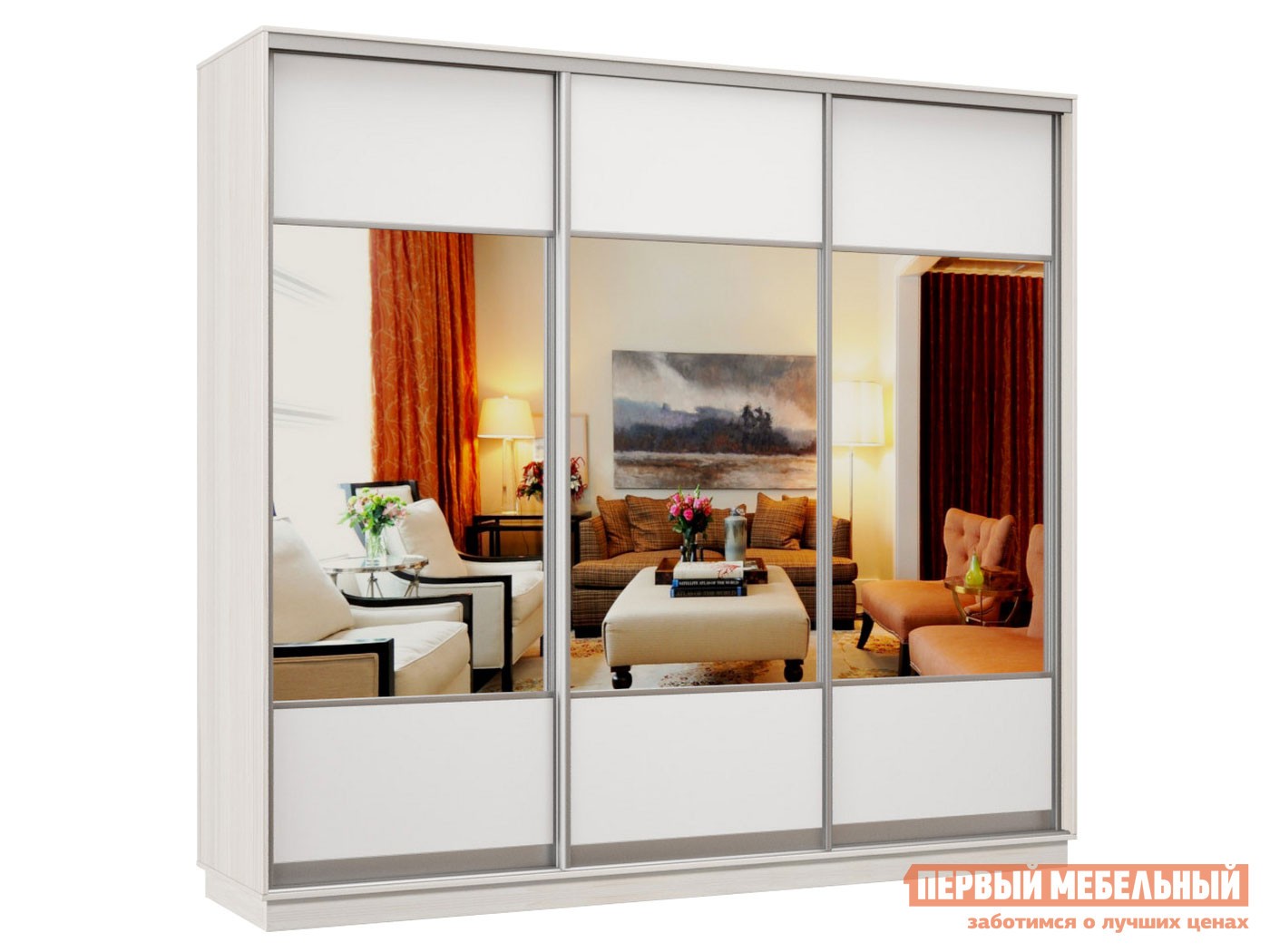 Шкаф-купе  Маршал Лайт Белый / Зеркало, 2400 мм, 600 мм