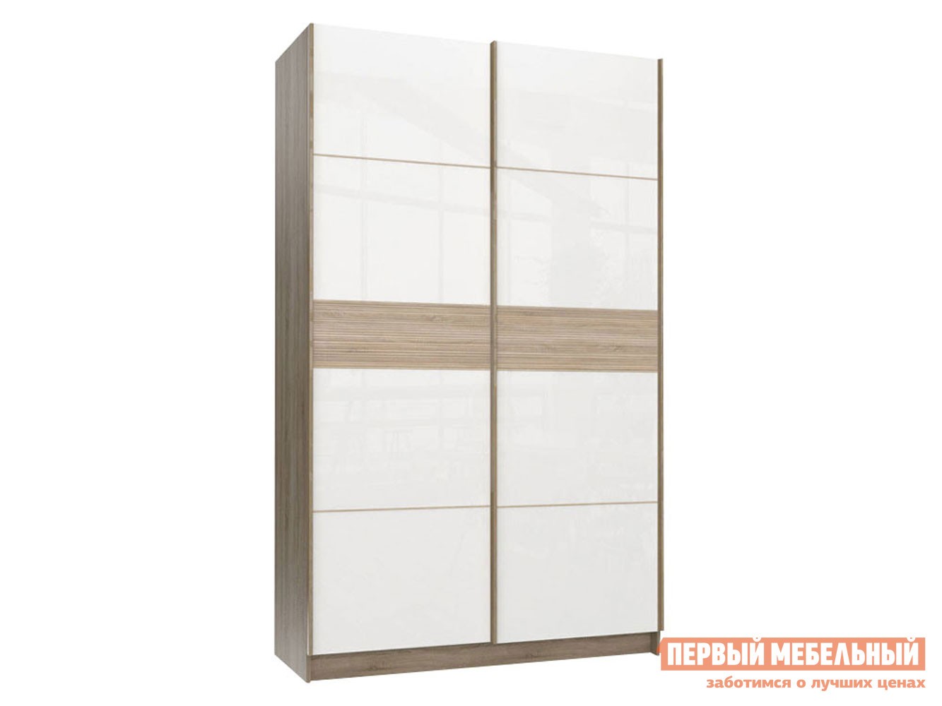 Шкаф-купе  Марвин 5 Дуб Сонома / Дуб Сонома глянец / Белый глянец, 1632 мм, Без доводчиков